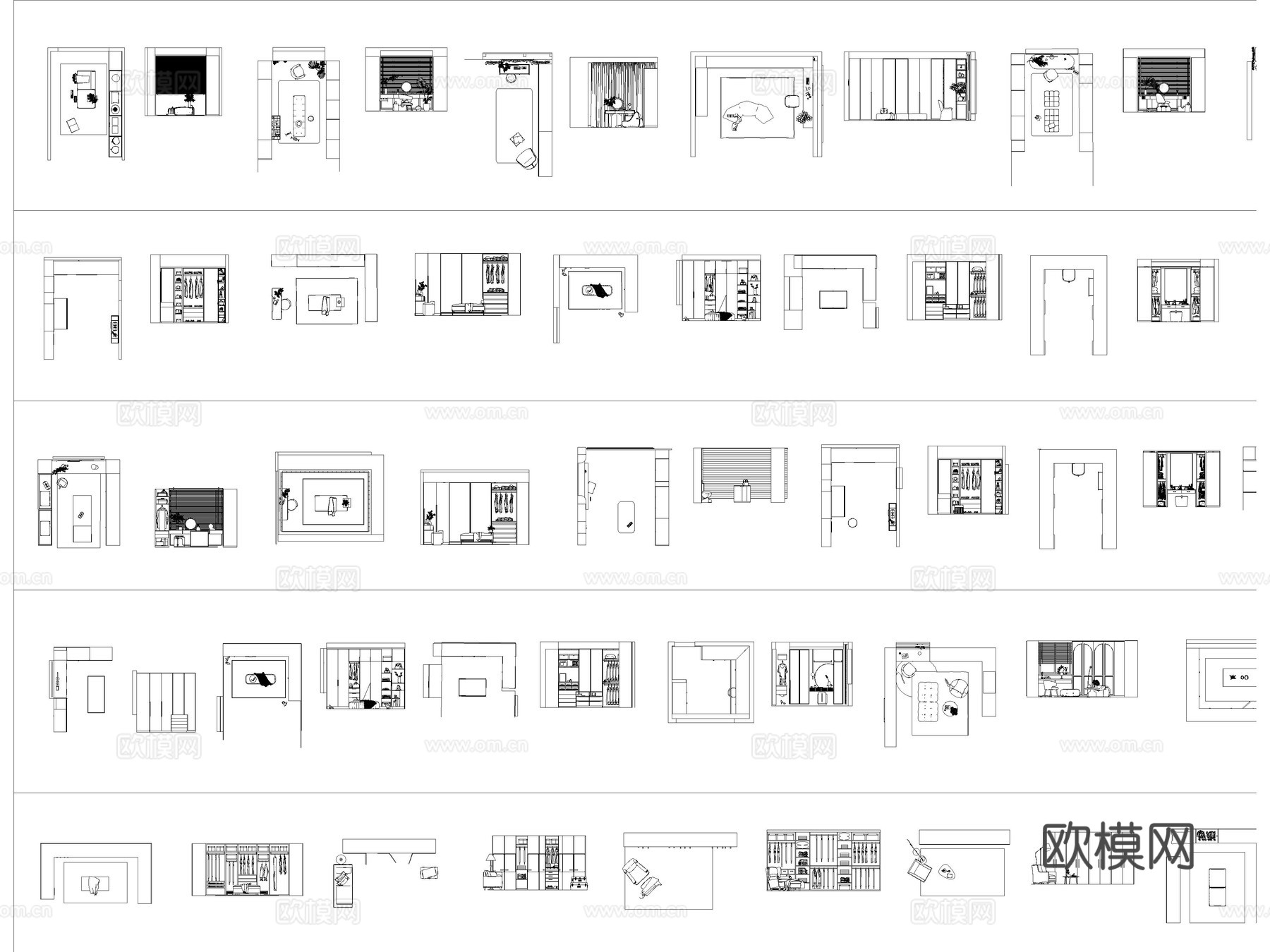 2026年最新室内设计卧室衣帽间CAD图库cad施工图