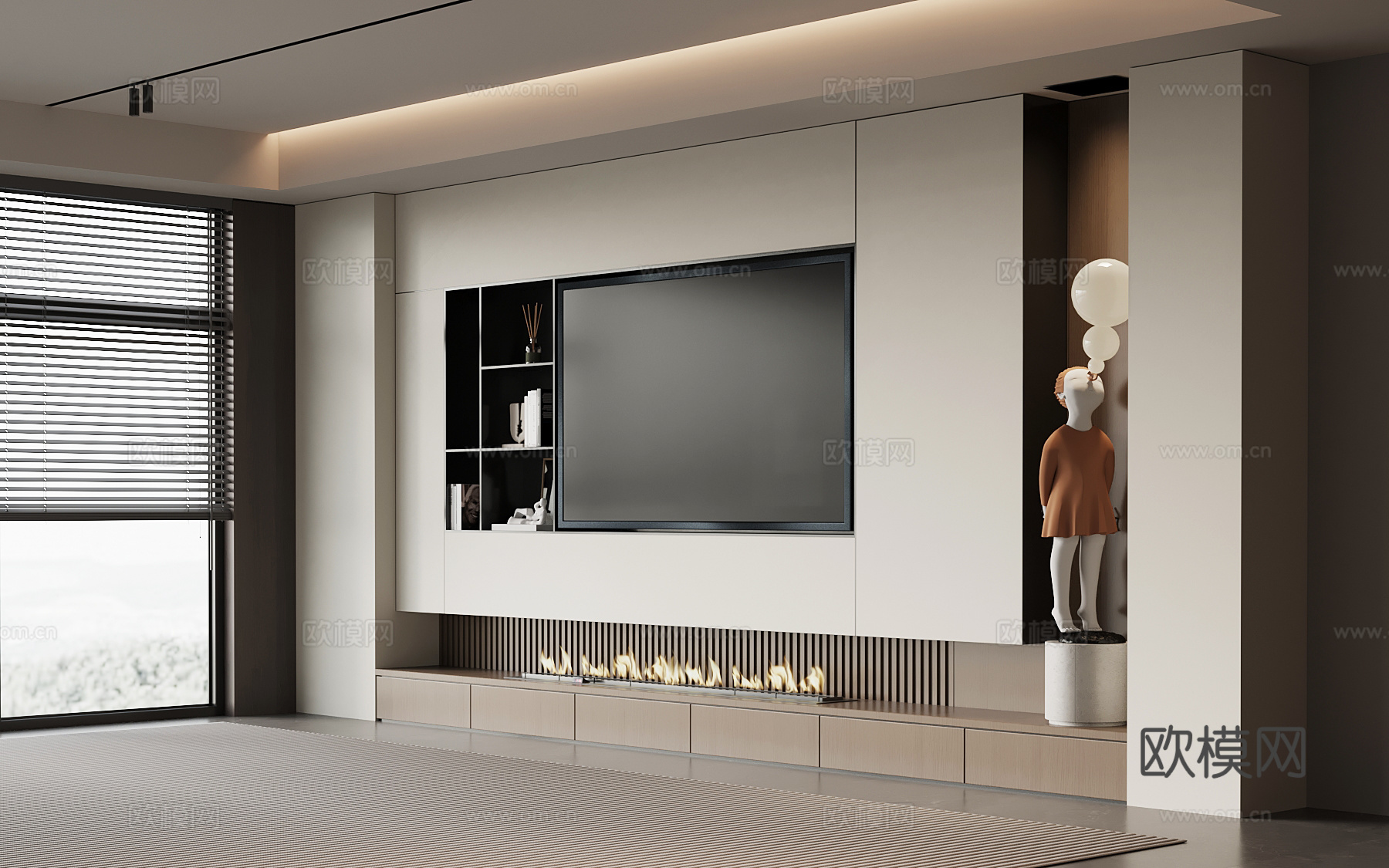 意式电视背景墙su模型