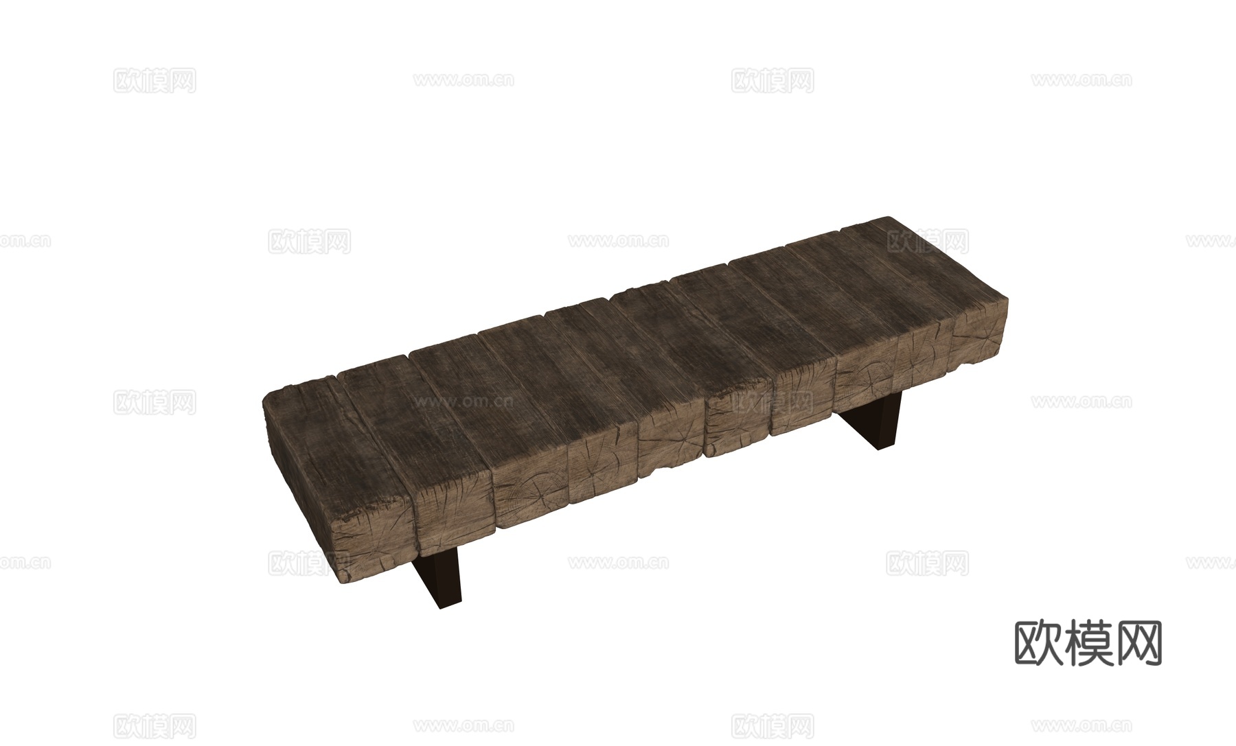 中古原木条凳换鞋凳su模型