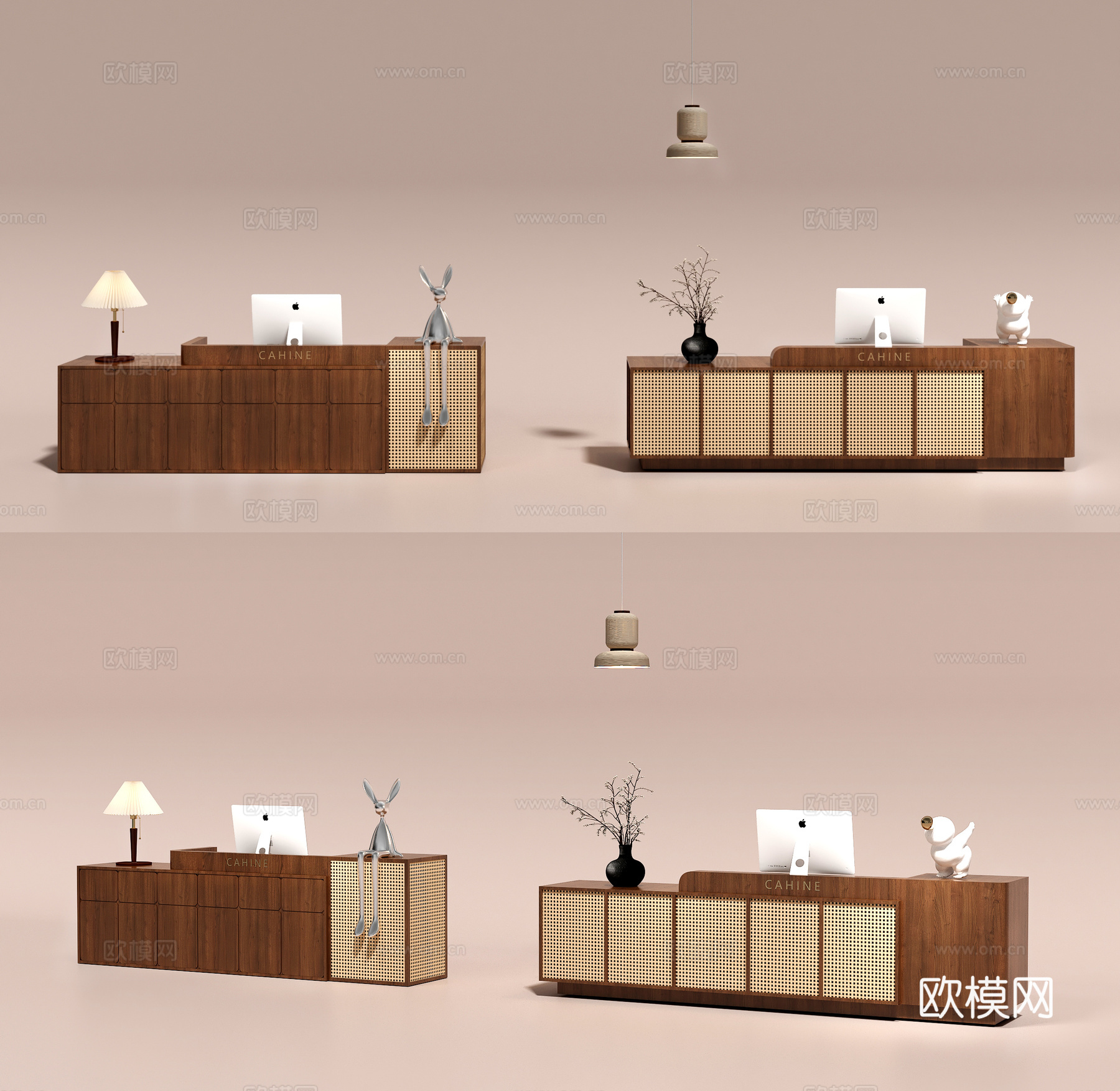 简约前台   办公室前台  美容院前台  酒店前台  民宿前su模型