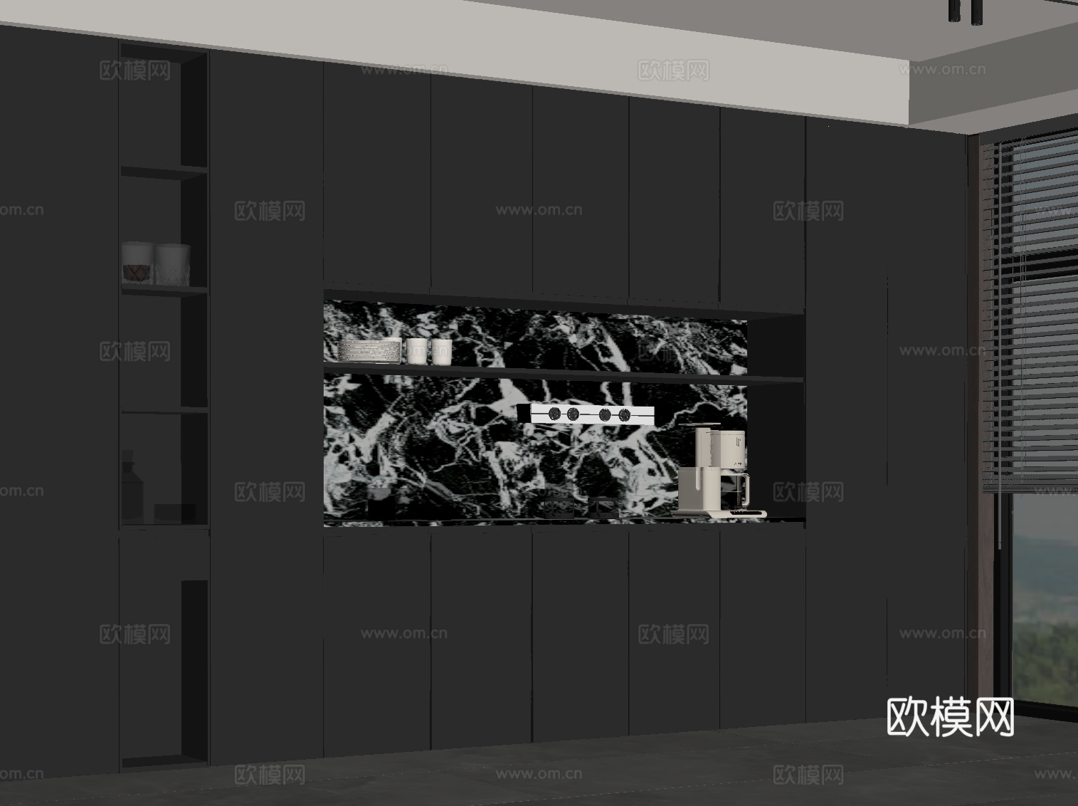 现代意式酒柜 餐边柜su模型