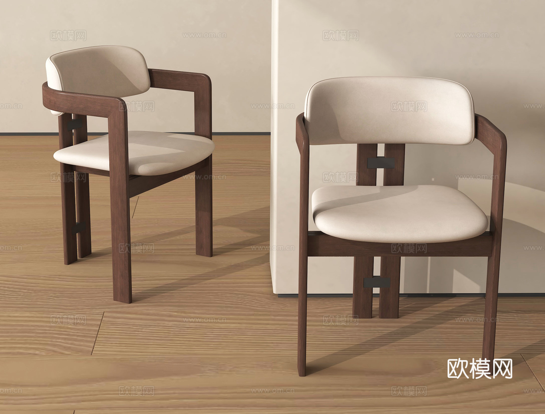 中古风餐椅 中古单椅 实木餐椅 实木单椅su模型