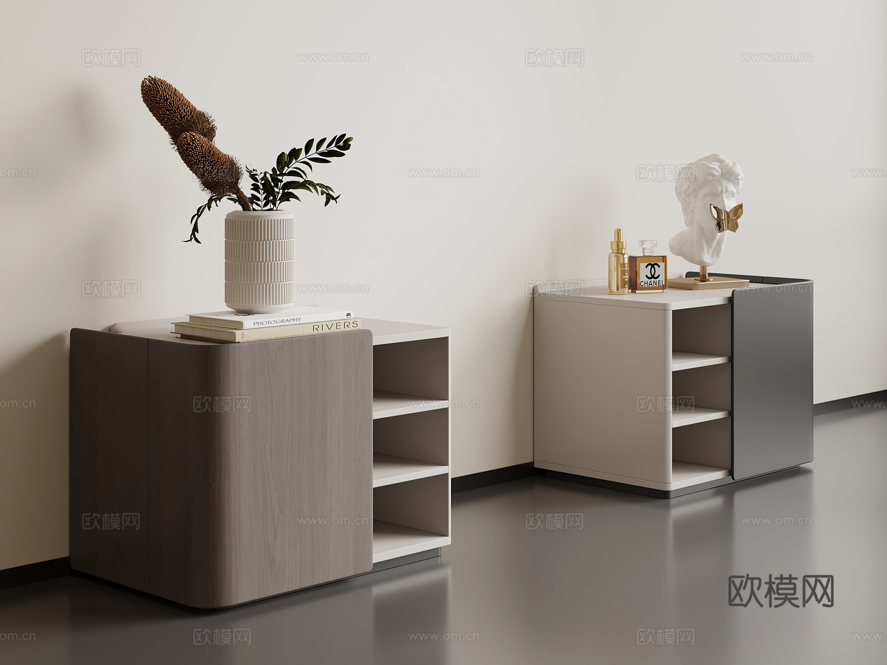 现代意式床头柜su模型