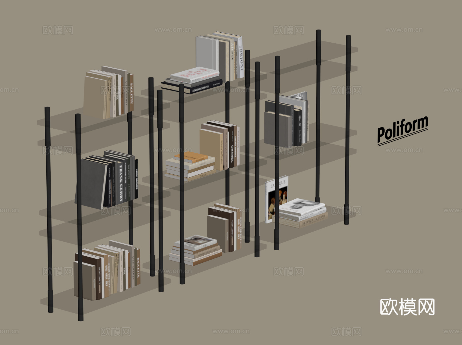 现代极简书架 玻璃书架su模型su模型