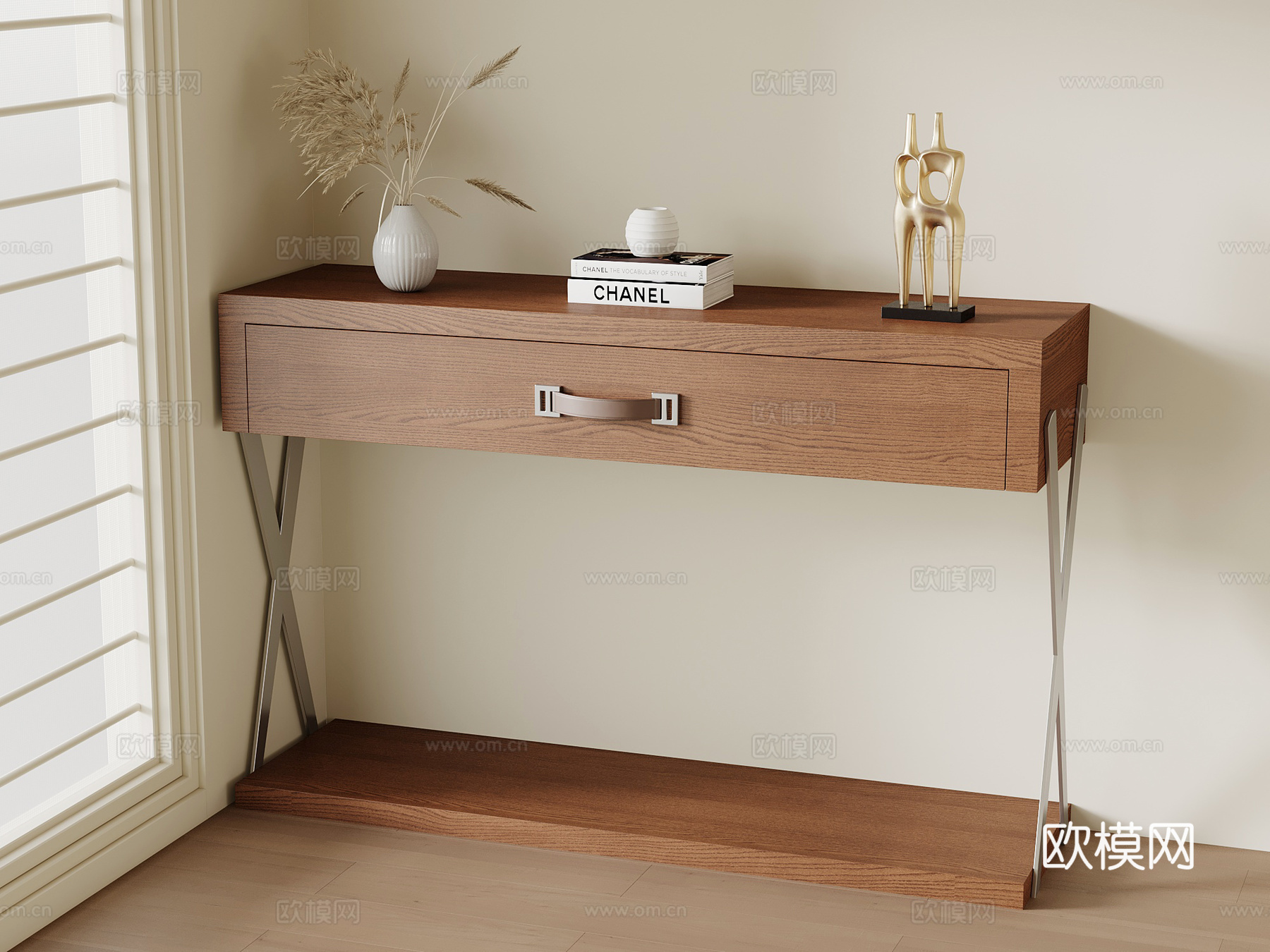 中古风玄关柜 端景台su模型