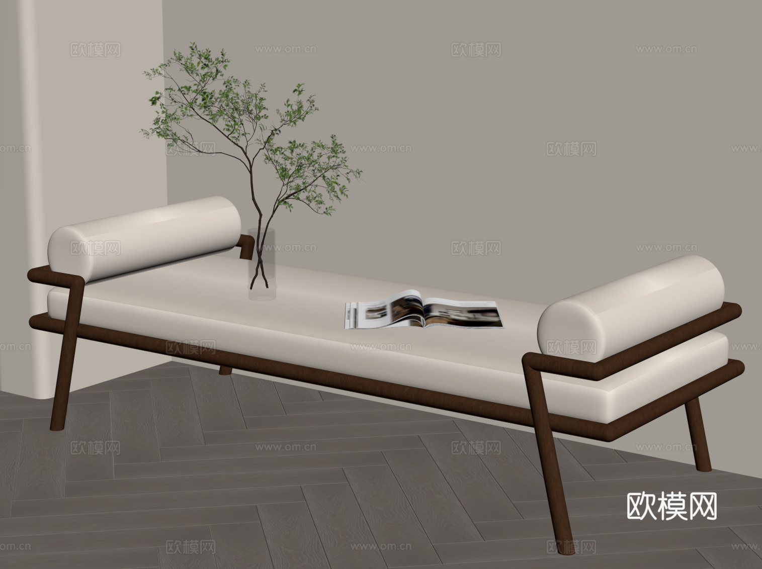 新中式换鞋凳 长凳su模型