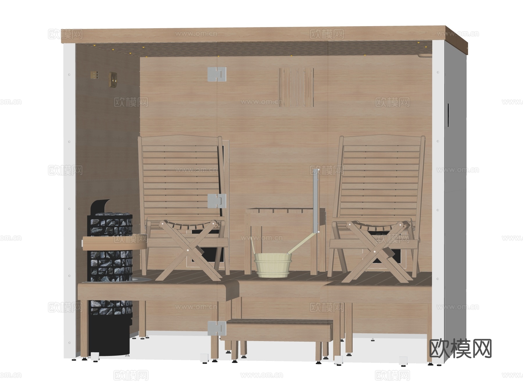 桑拿SPA 桑拿房 家装工装su模型