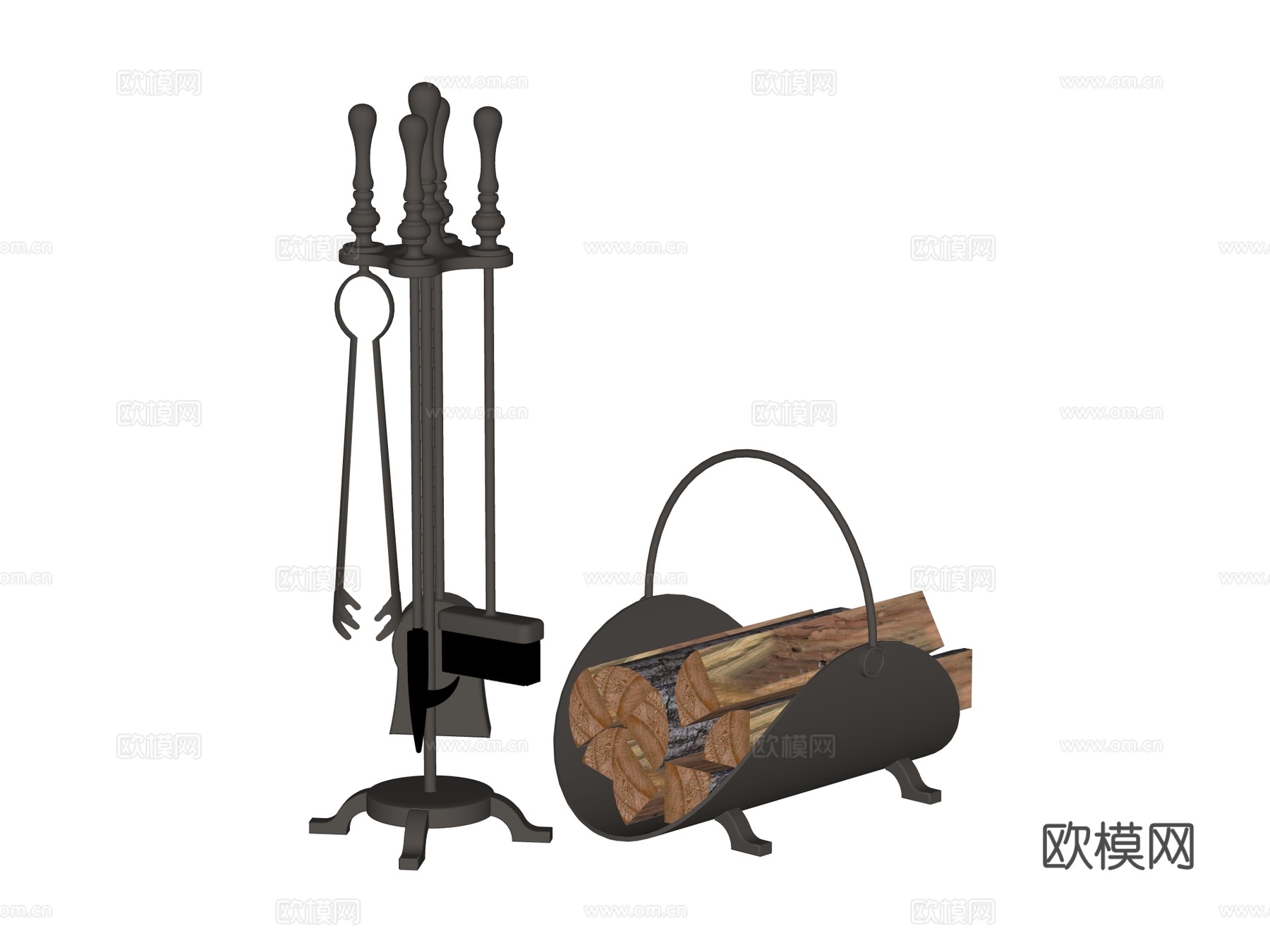 壁炉 装饰壁炉 壁炉工具su模型