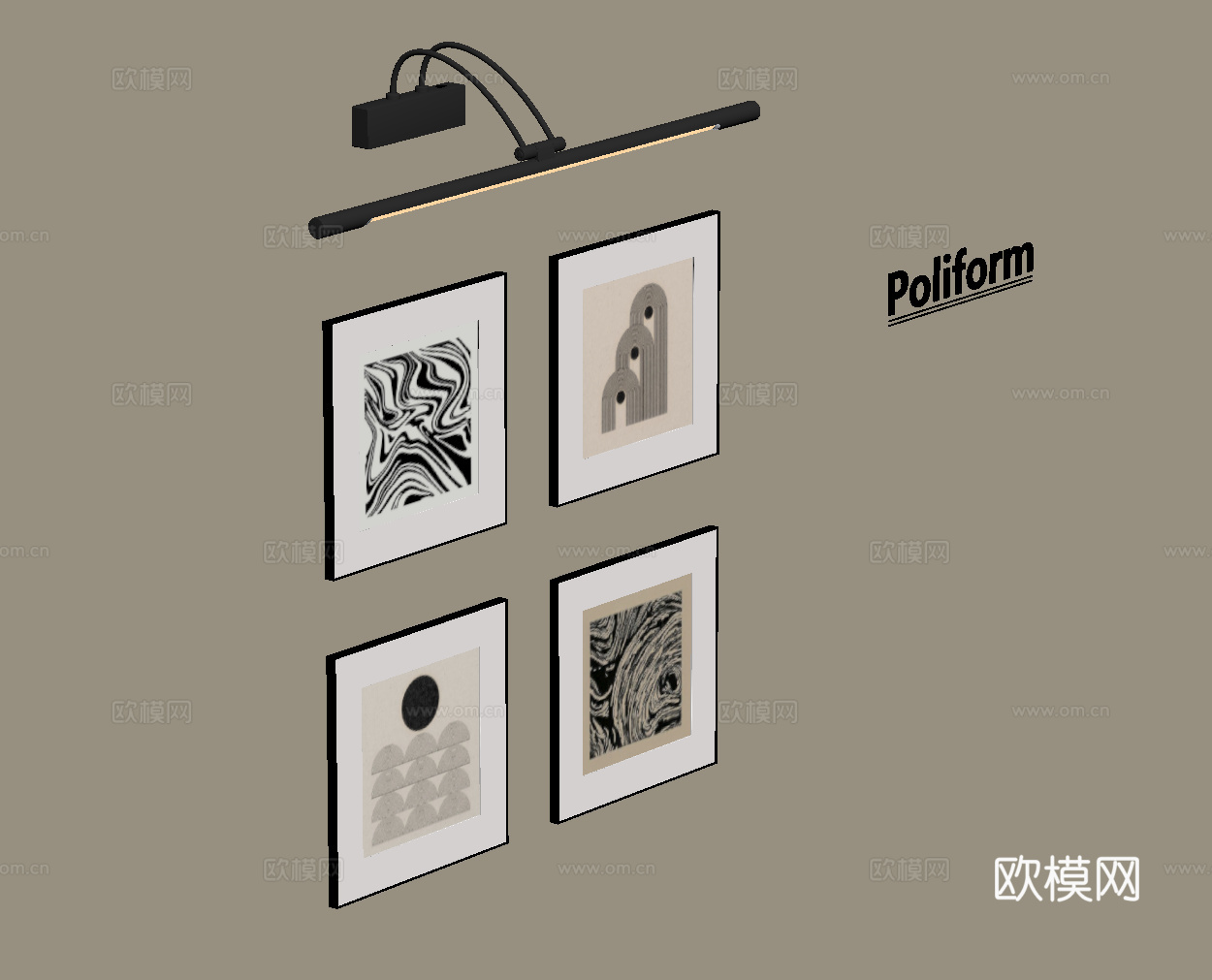 现代挂画 客厅装饰画组合su模型