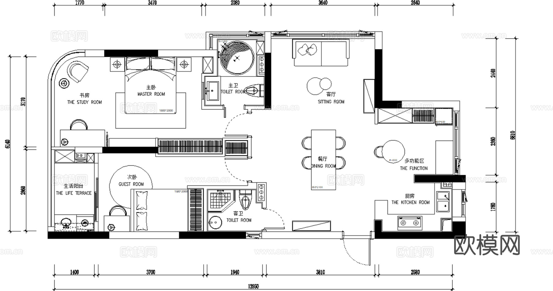 10套北欧风格住宅样板间大平层室内CAD施工图附效果图cad施工图