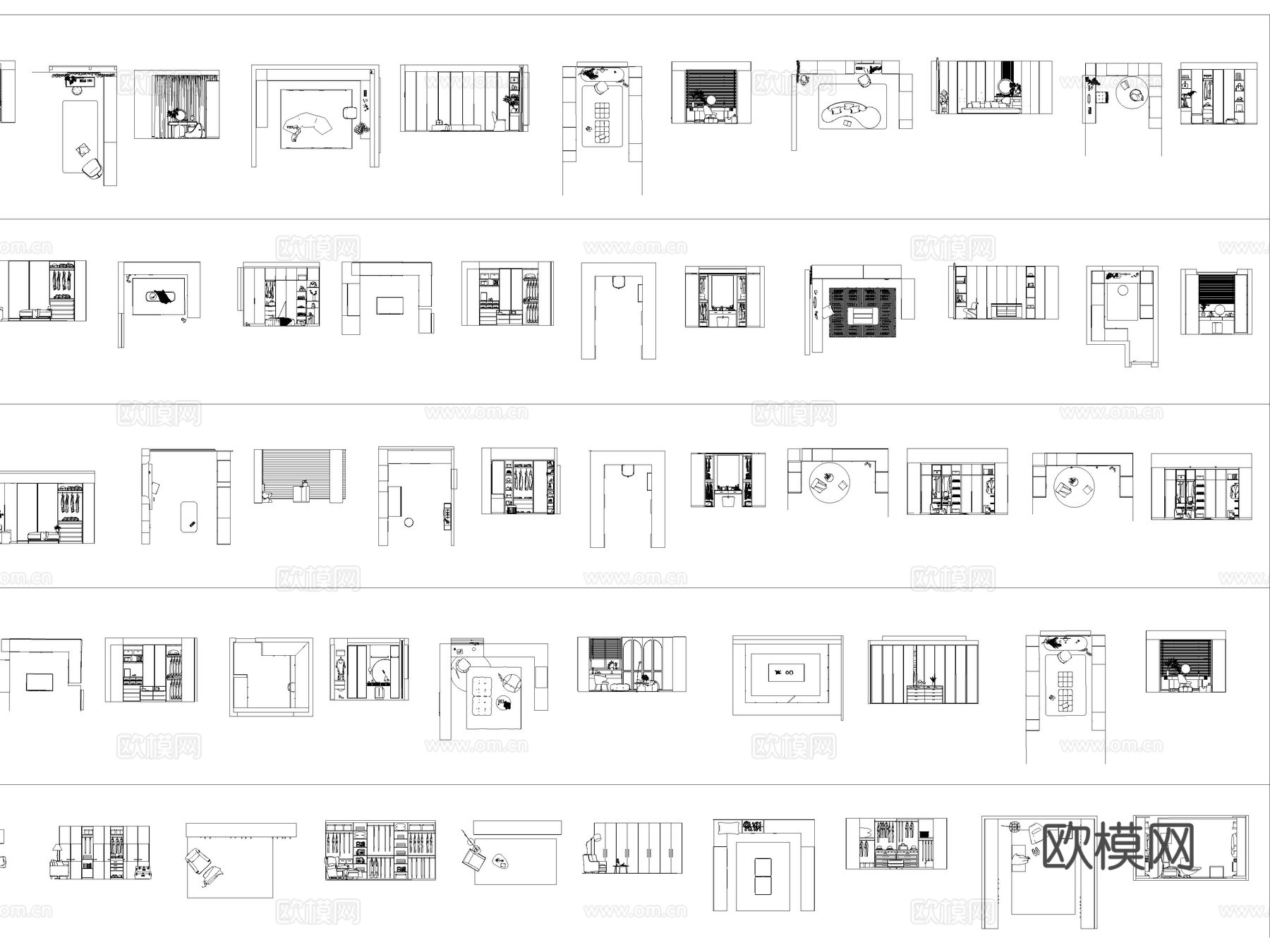 2026年最新室内设计卧室衣帽间CAD图库cad施工图