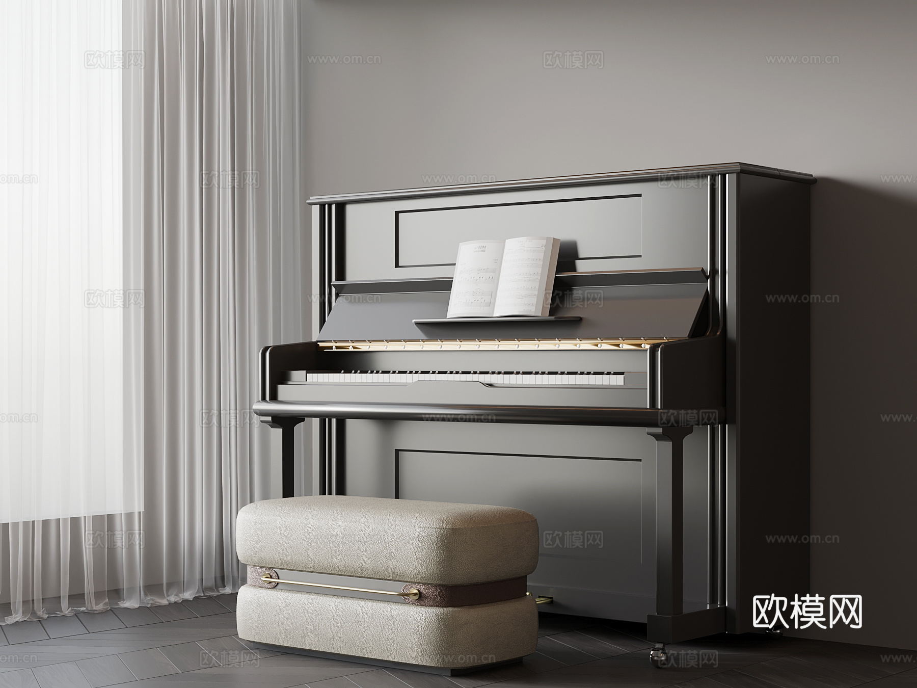 现代乐器 钢琴su模型