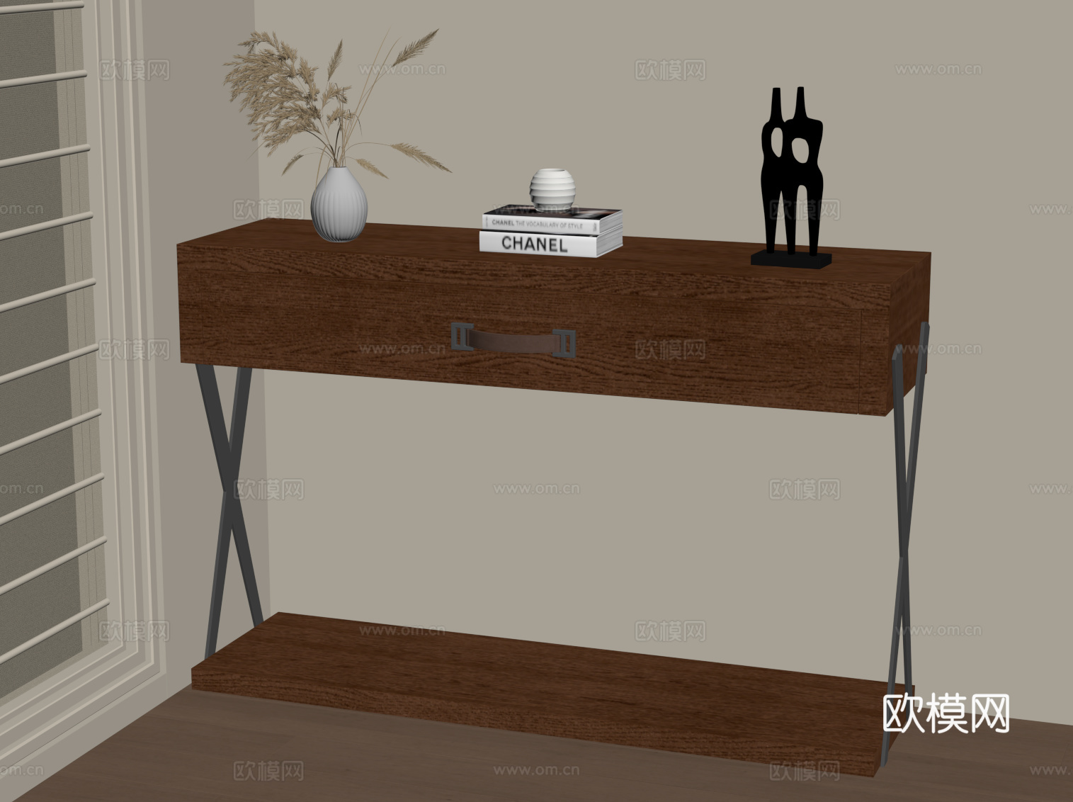 中古风玄关柜 端景台su模型