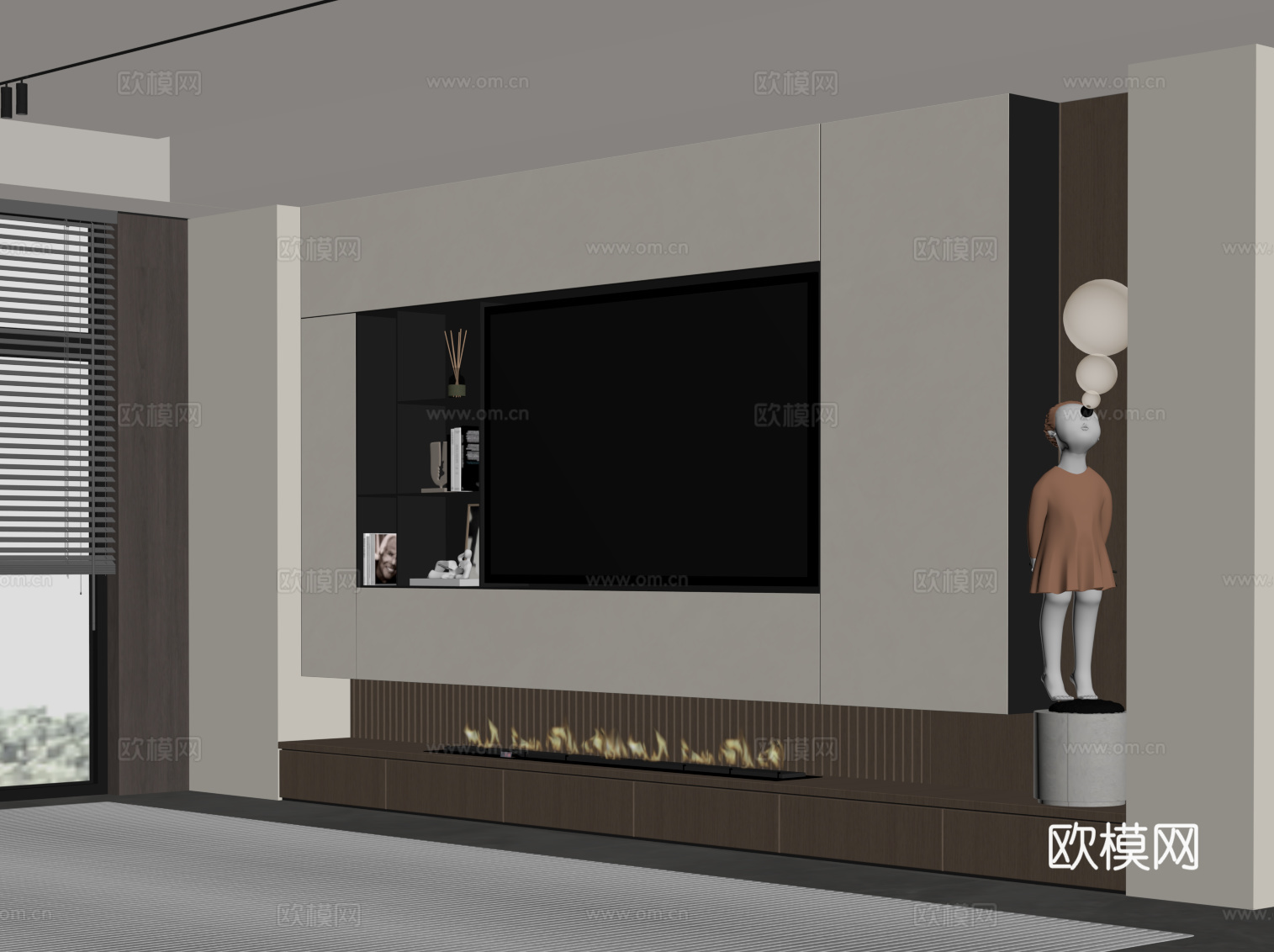 意式电视背景墙su模型