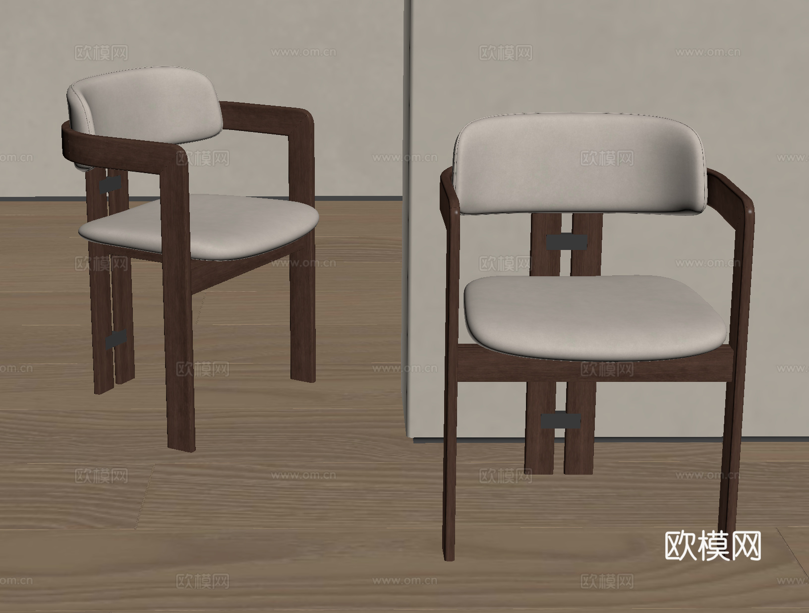 中古风餐椅 中古单椅 实木餐椅 实木单椅su模型