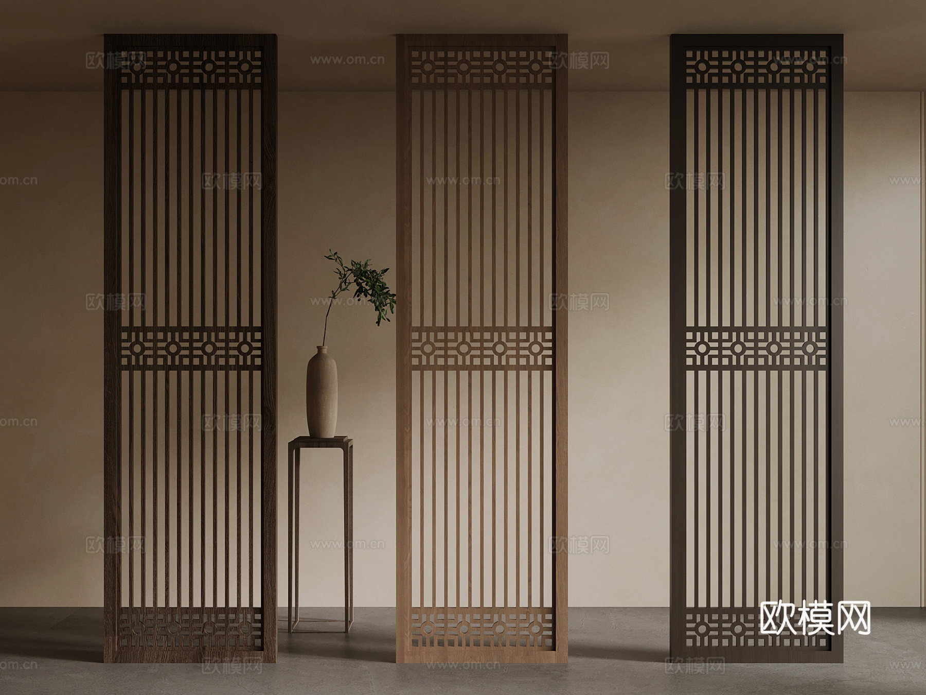 新中式隔断su模型