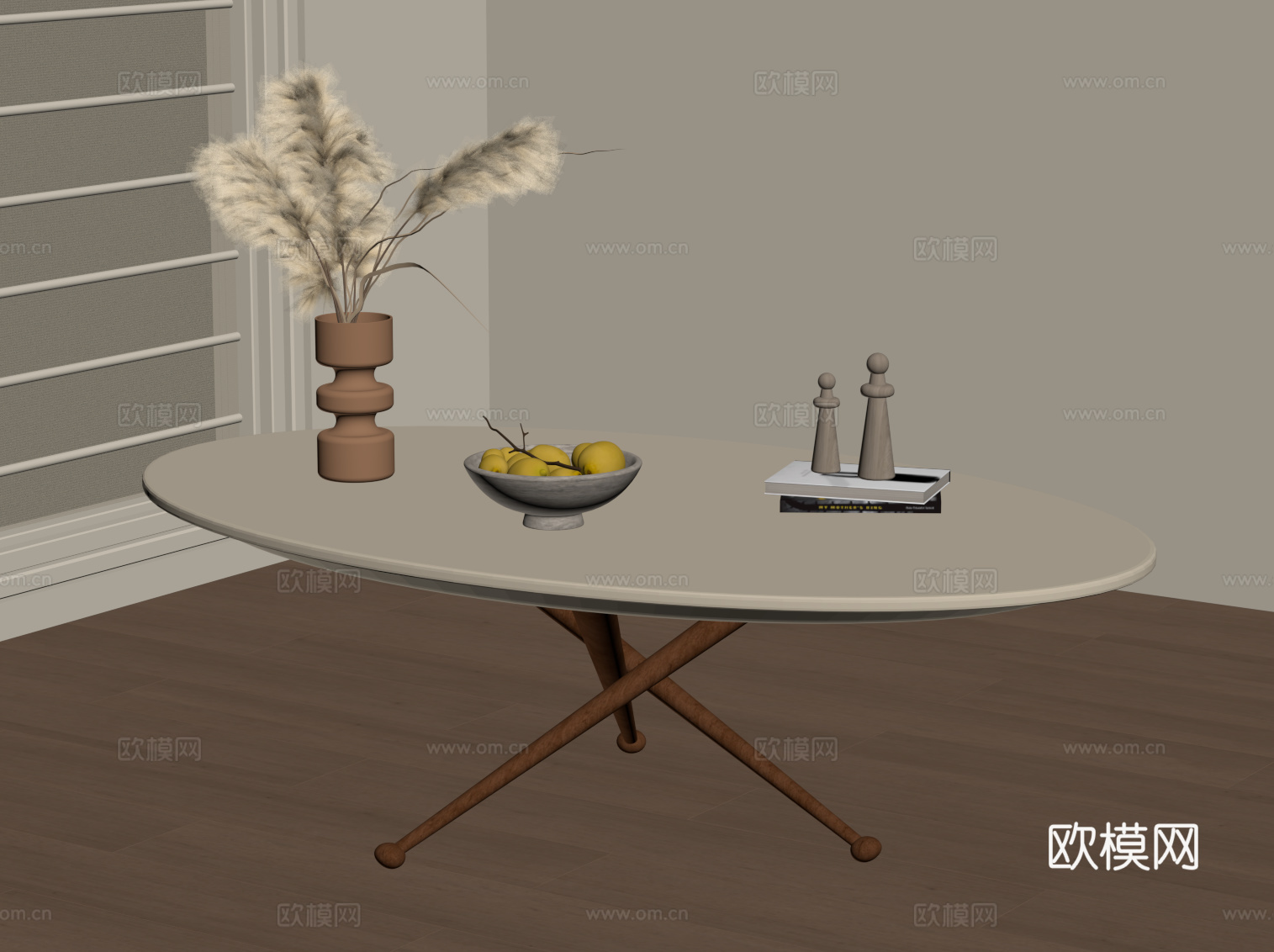 侘寂中古风茶几 桌子su模型