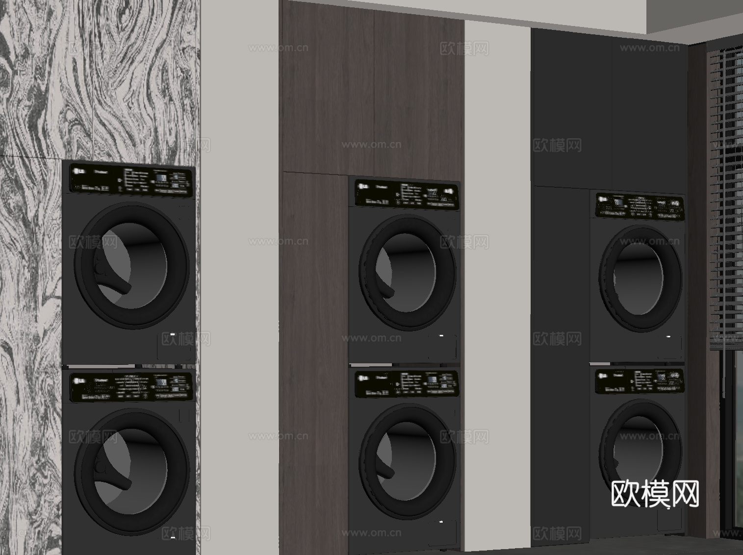 意式洗衣机柜 阳台柜su模型