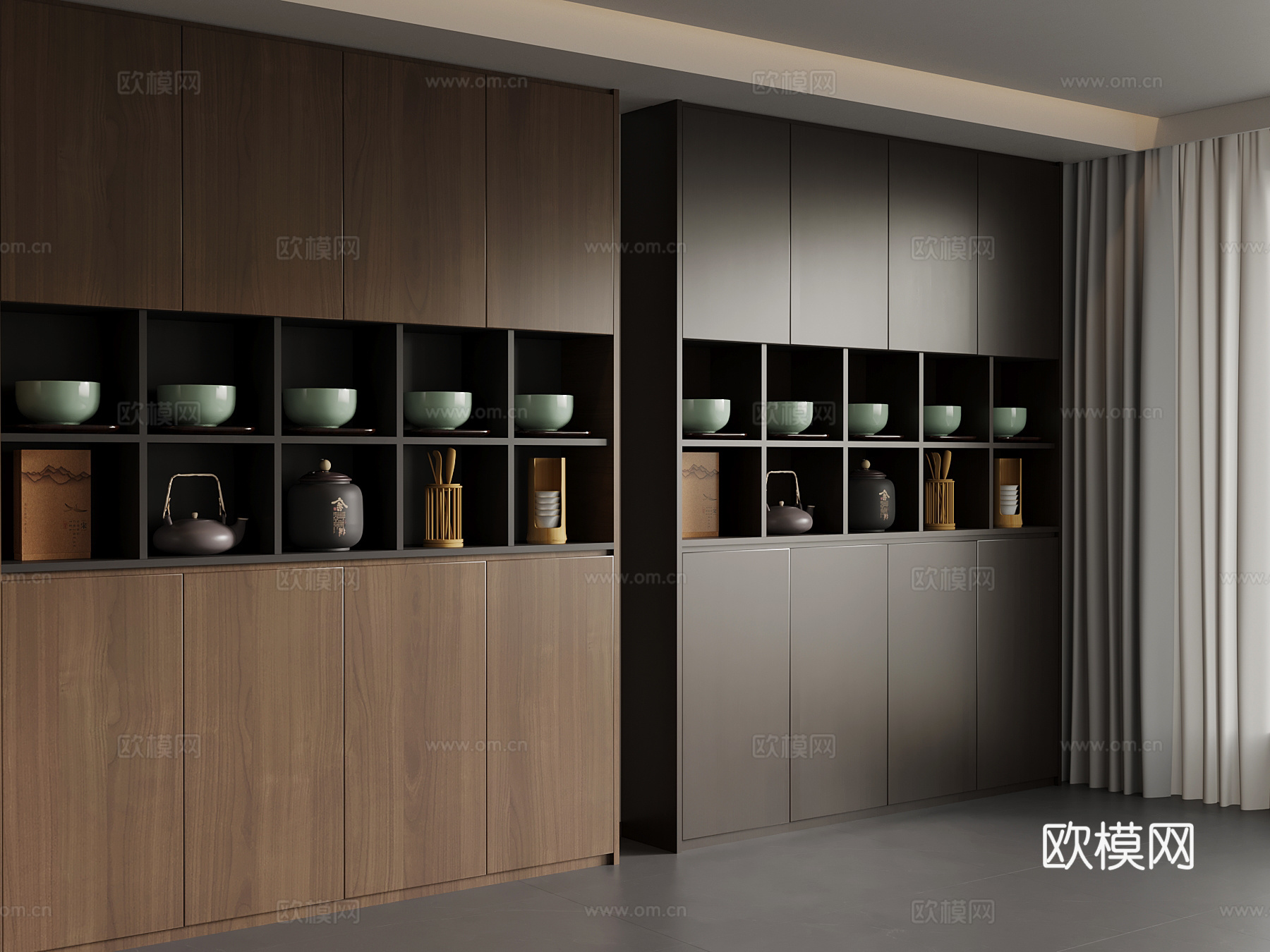 新中式茶柜 储物柜su模型