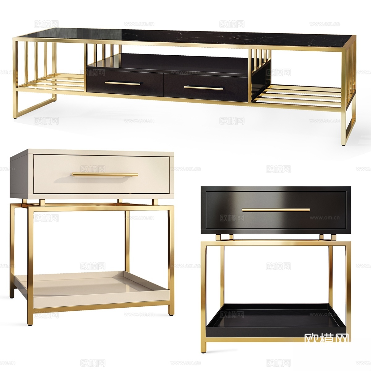 伊丽莎白电视柜·阿维亚诺床头柜·夜柜3d模型下载