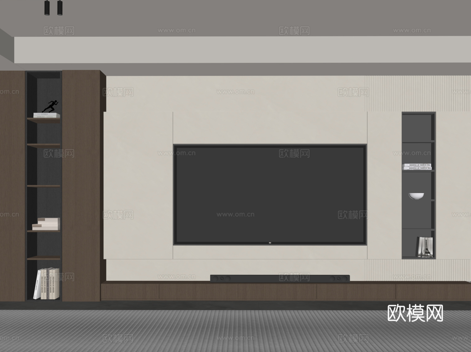 现代意式电视背景墙su模型