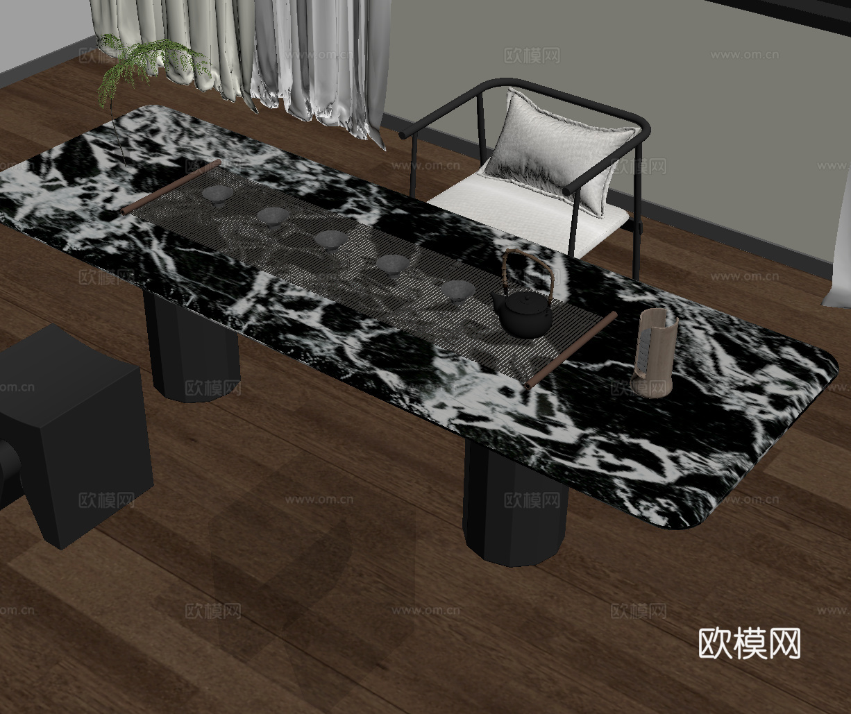 现代茶桌椅su模型