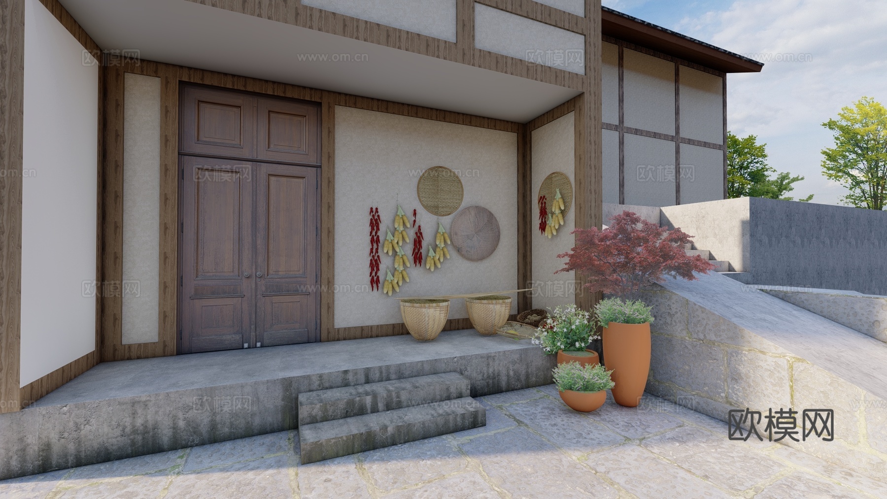 乡村院落角su模型