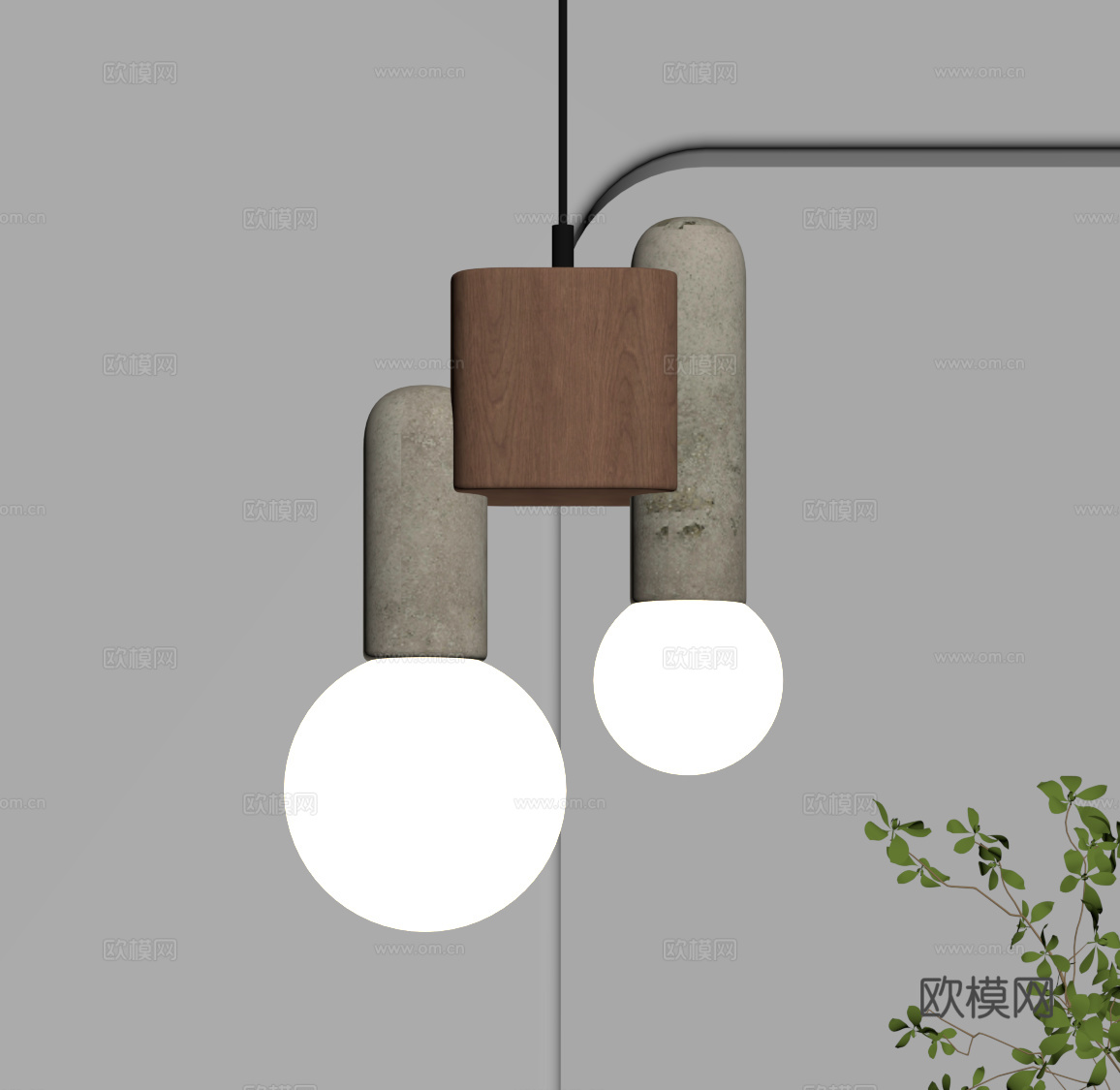 侘寂中古风吊灯su模型