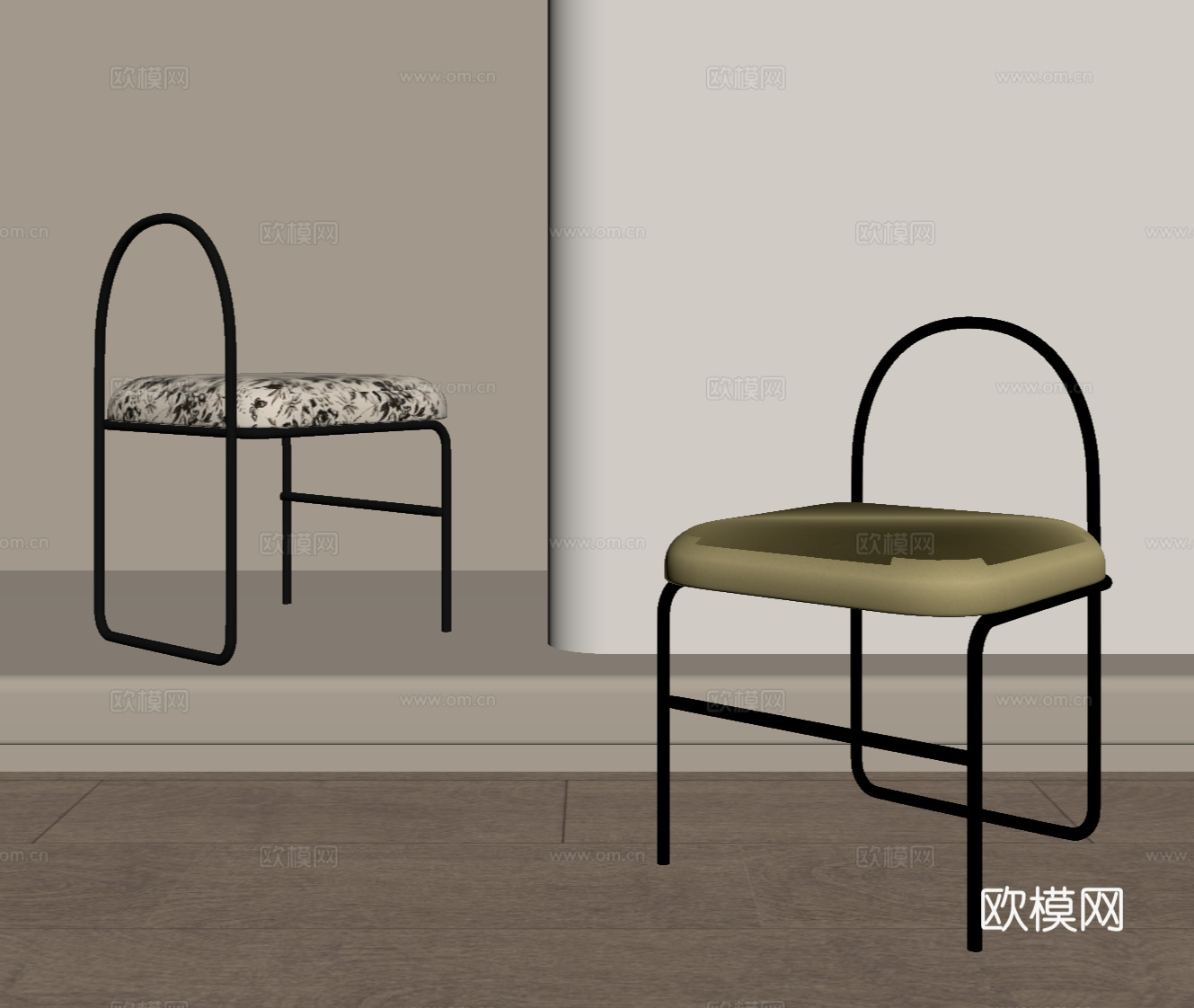 法式复古椅子 梳妆椅su模型