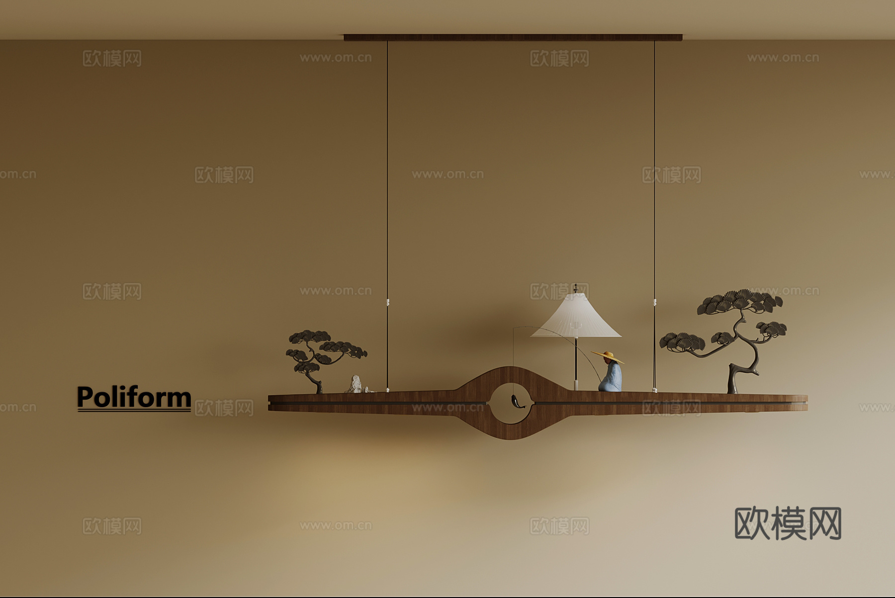 新中式吊灯su模型下载（渲染图1）
