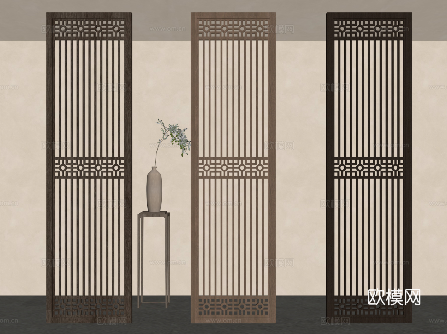 新中式隔断su模型