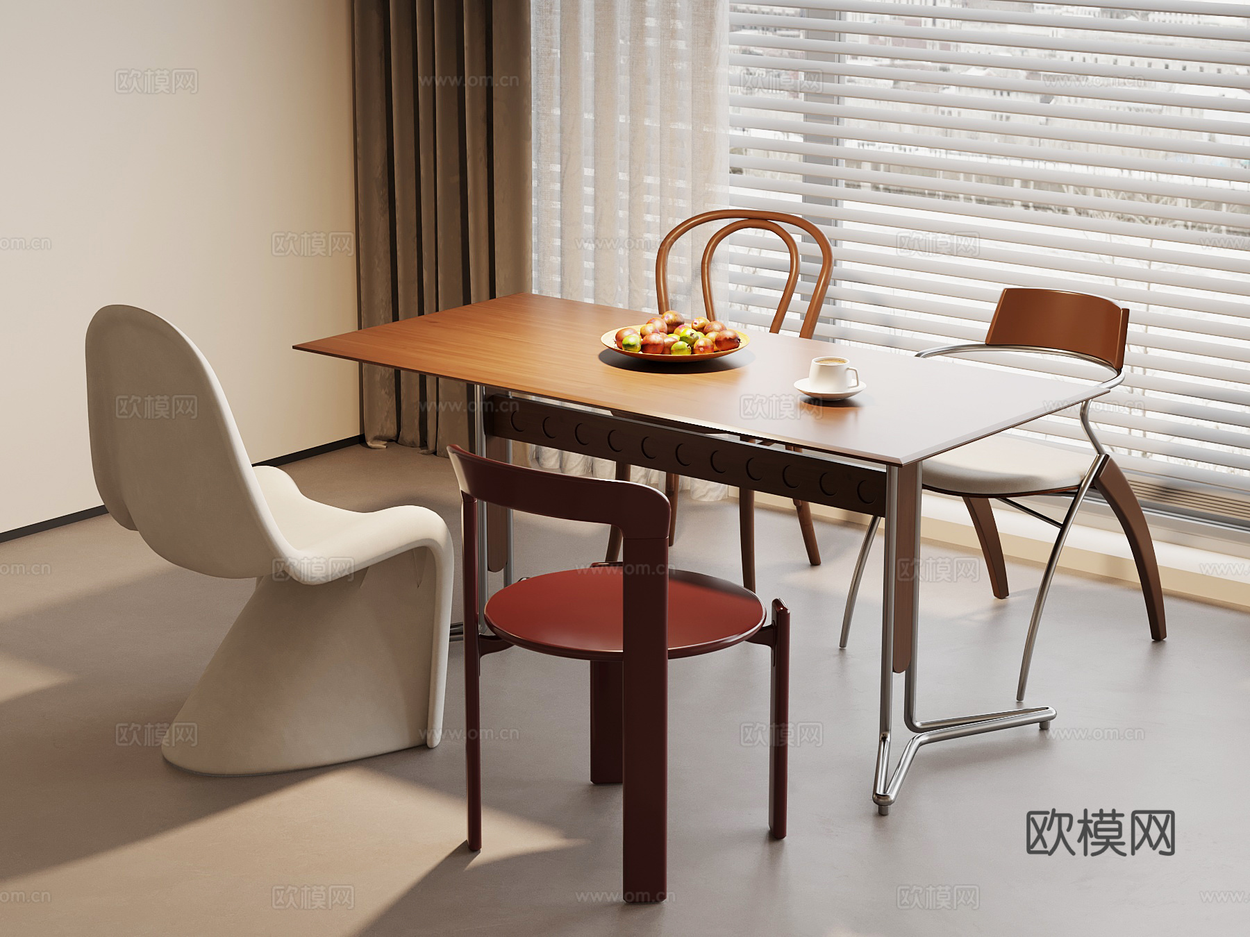 法式中古餐桌椅su模型