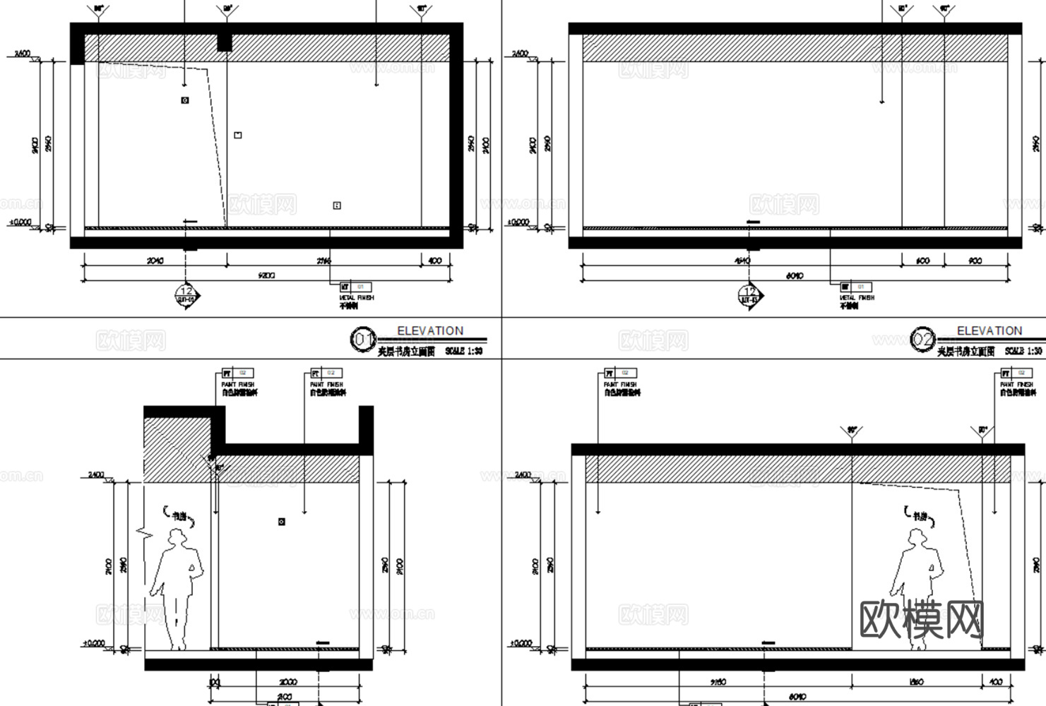 10套轻奢风格样板间洋房大平层别墅室内装修施工图CAD附效果cad施工图下载（渲染图8）