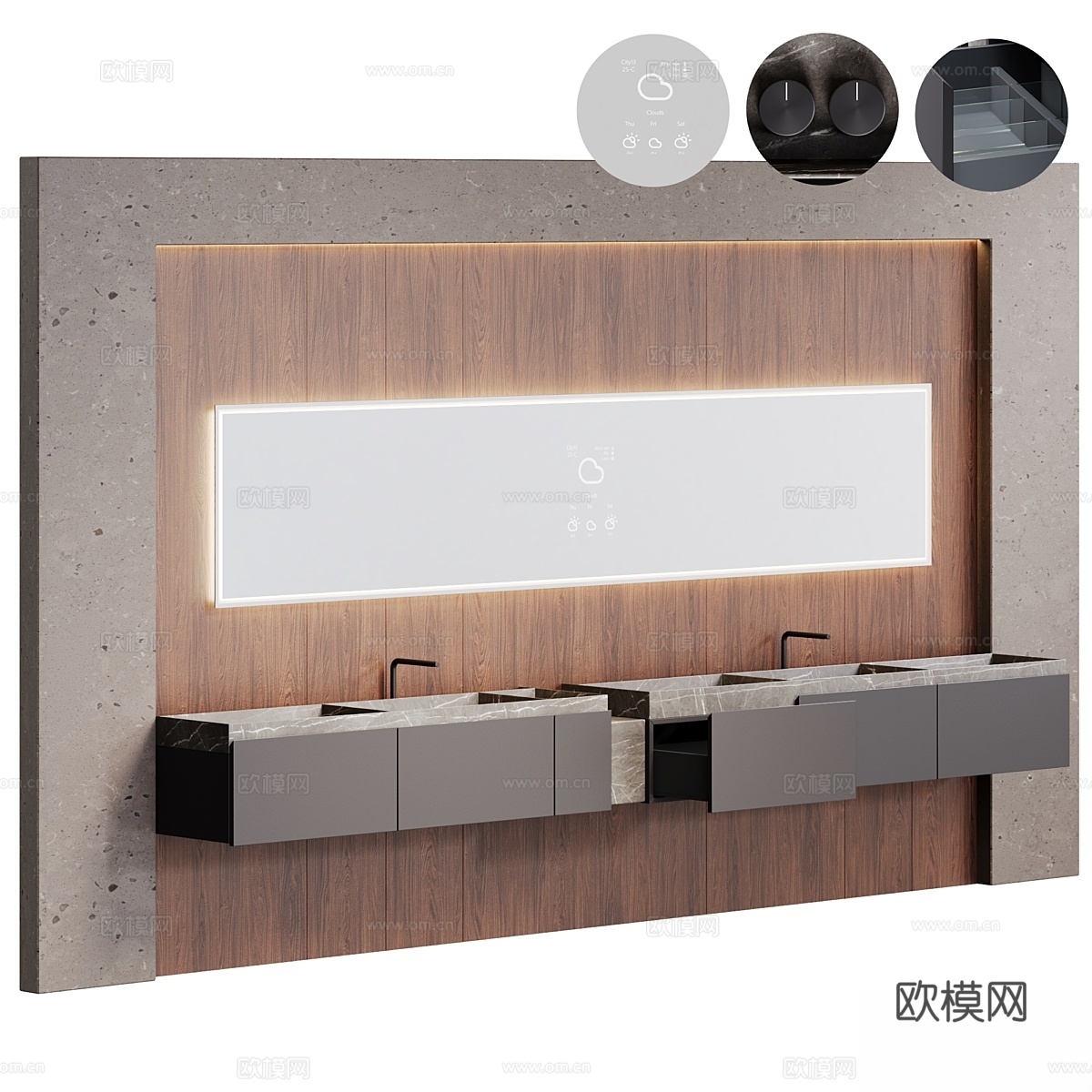 伊丽莎白电视柜·阿维亚诺床头柜·夜柜3d模型下载