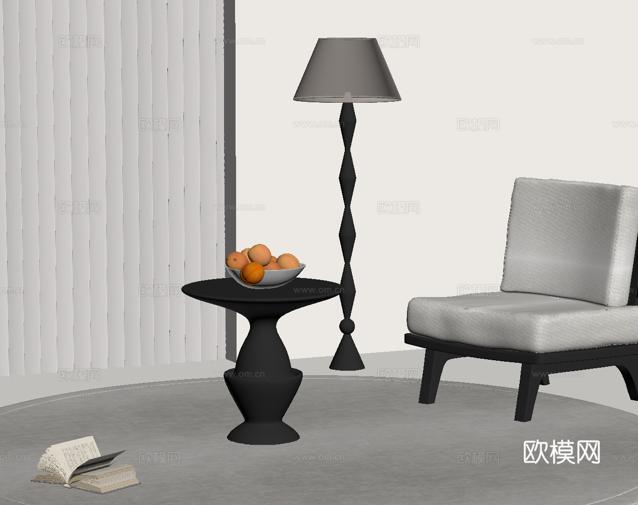 现代边几 圆几su模型