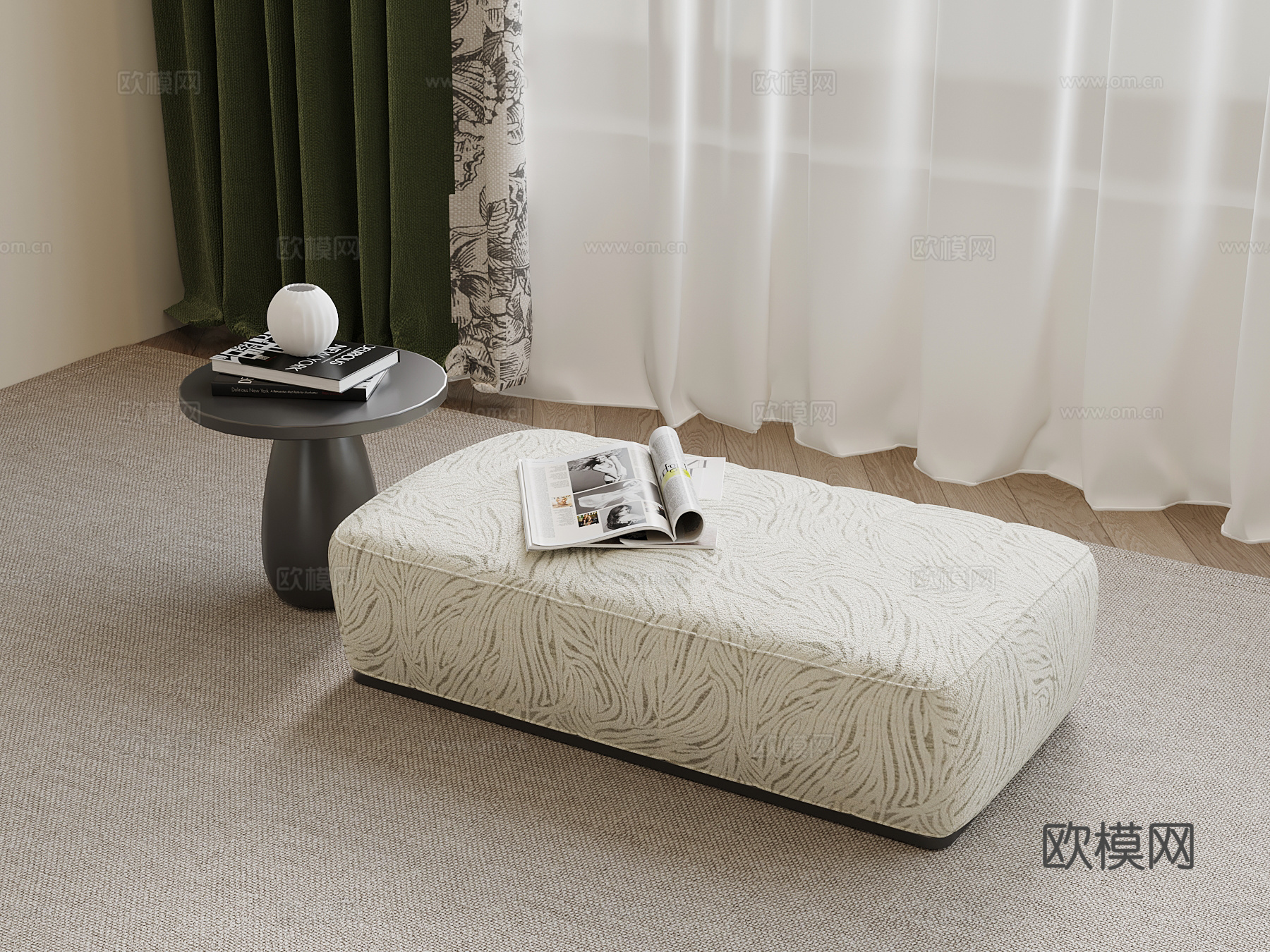 现代床尾凳 换鞋凳 沙发凳su模型