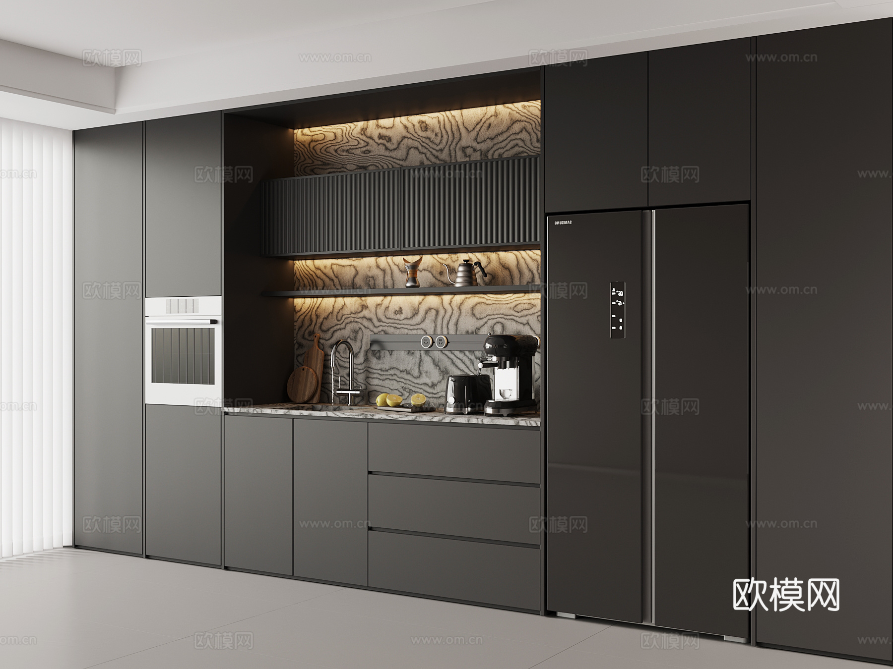 现代意式餐边柜 酒柜su模型