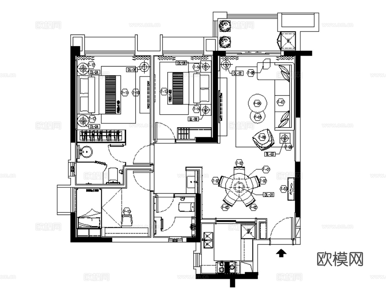 10套现代简约轻奢住宅平层别墅洋房CAD施工图附效果图cad施工图