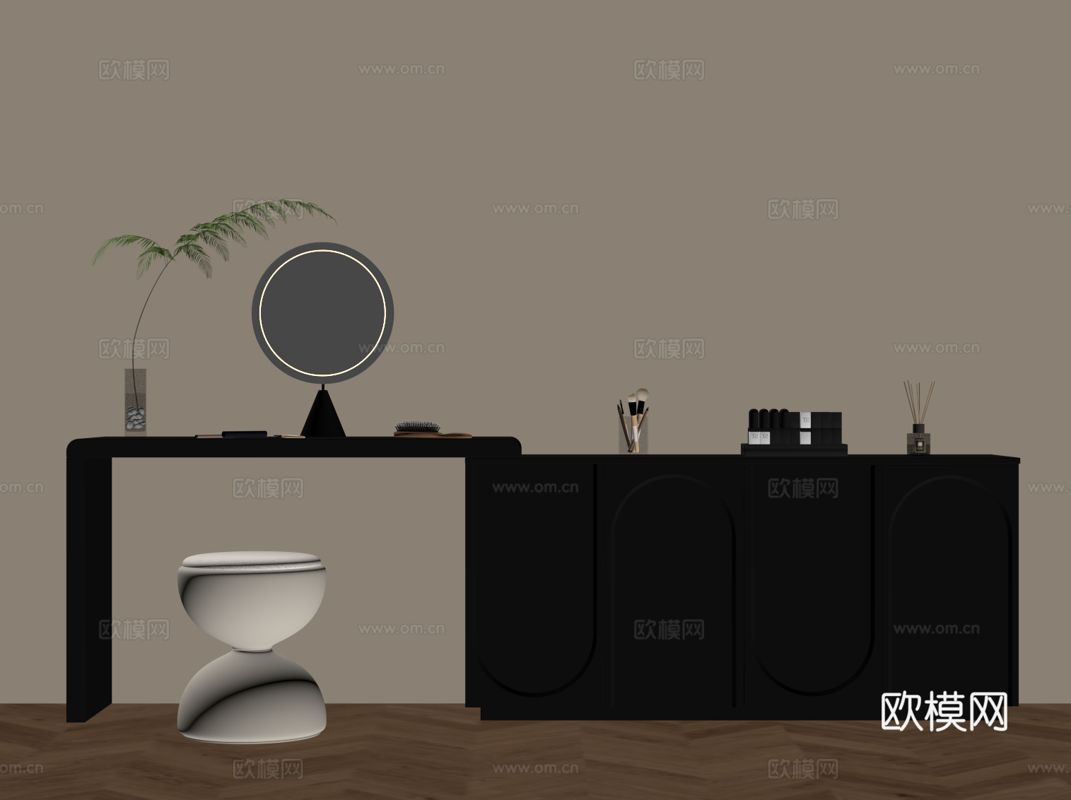 法式复古梳妆台su模型