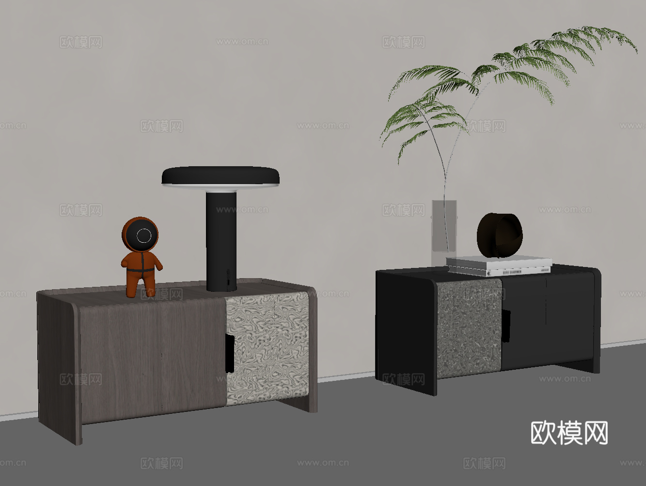 现代意式床头柜 意式极简床头柜su模型