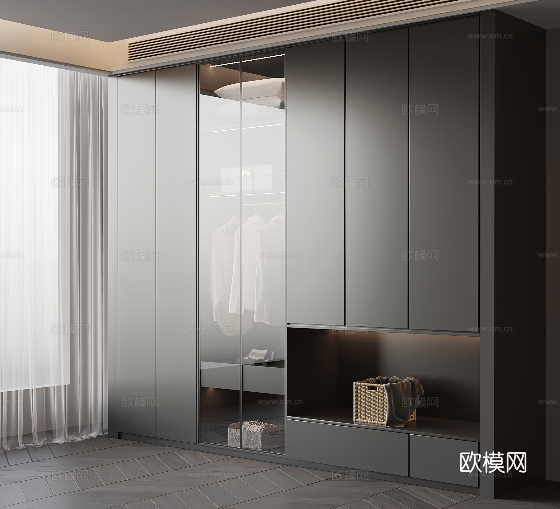 现代衣柜 成品衣柜su模型