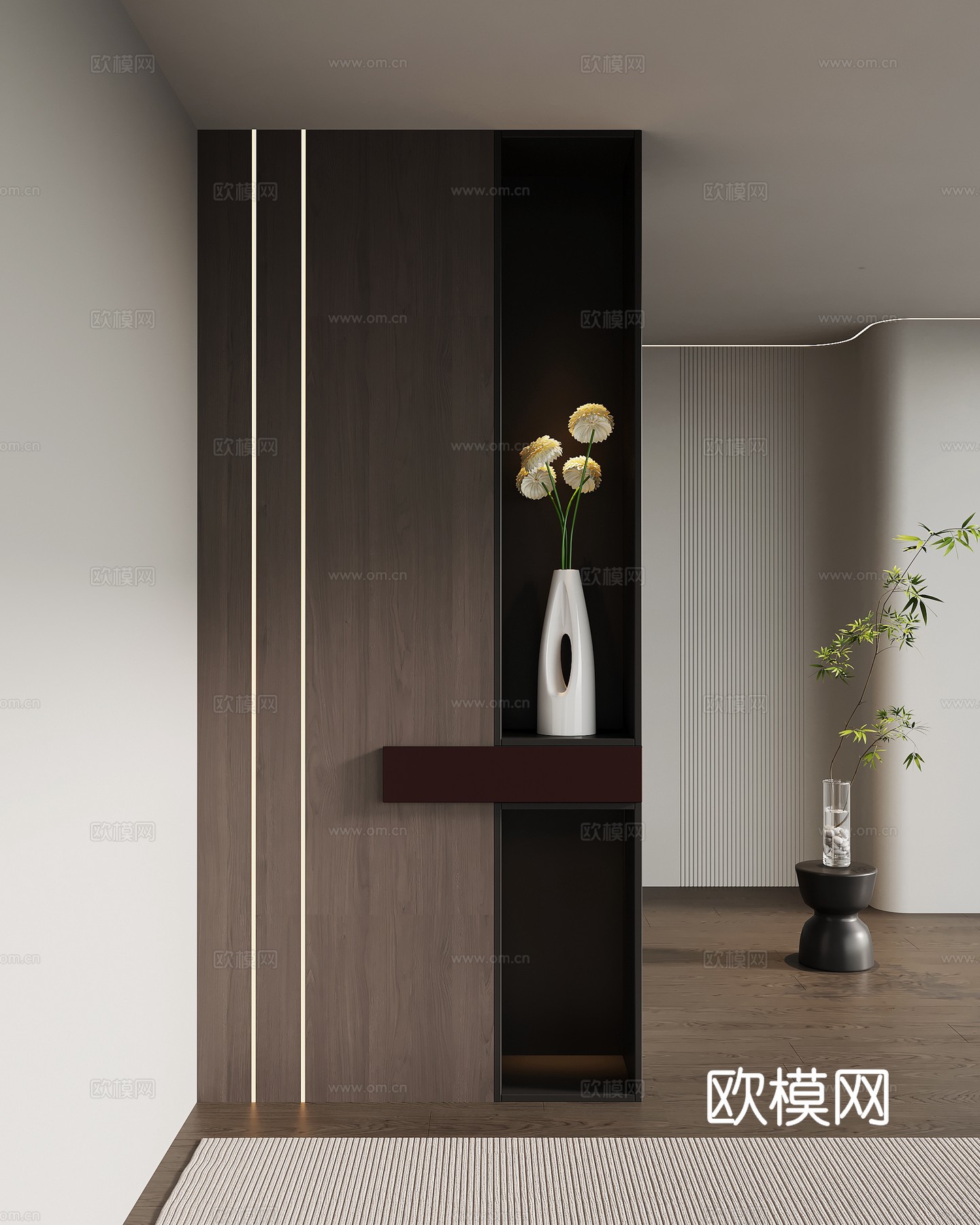 现代意式玄关柜 鞋柜su模型
