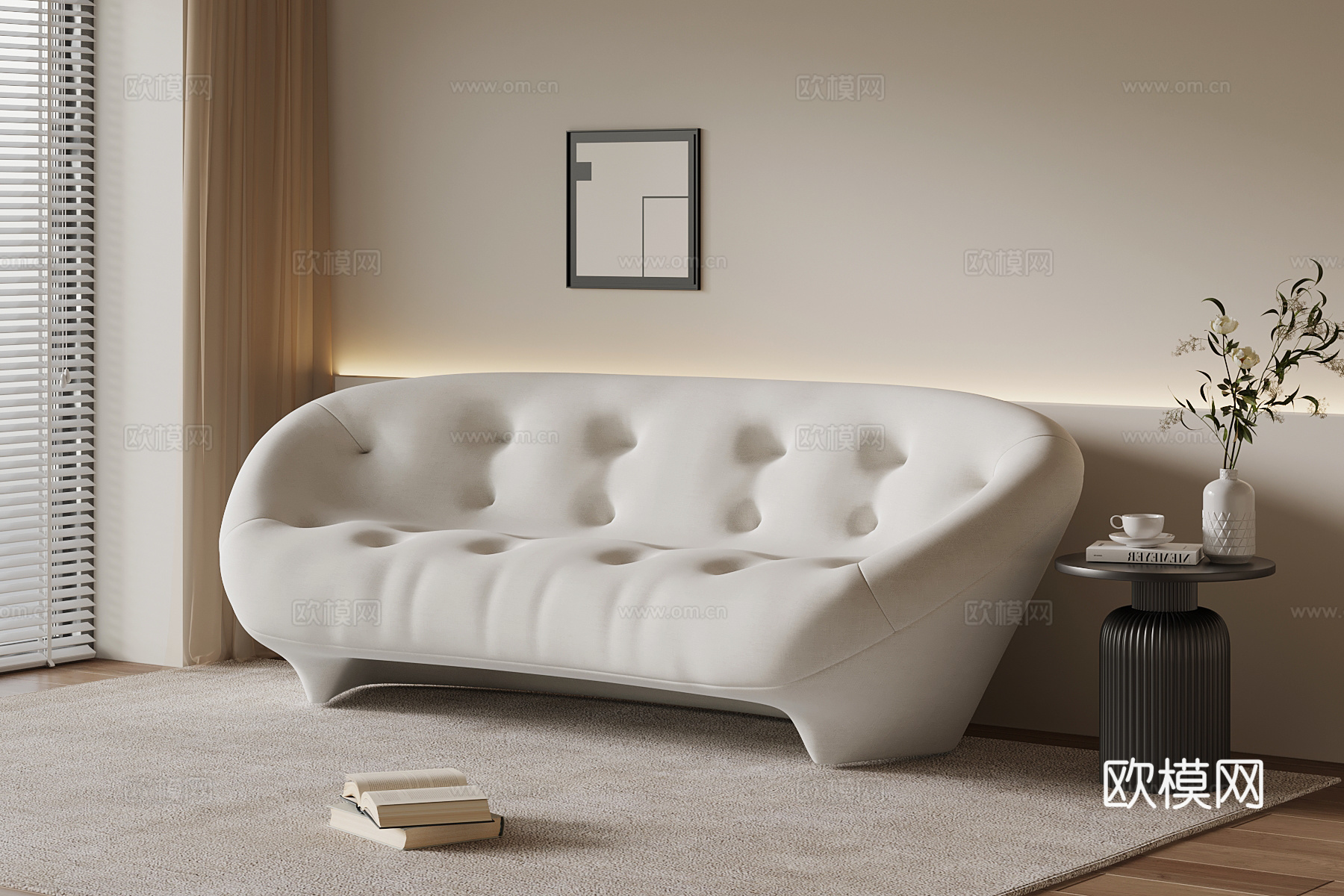 现代双人沙发 休闲沙发su模型