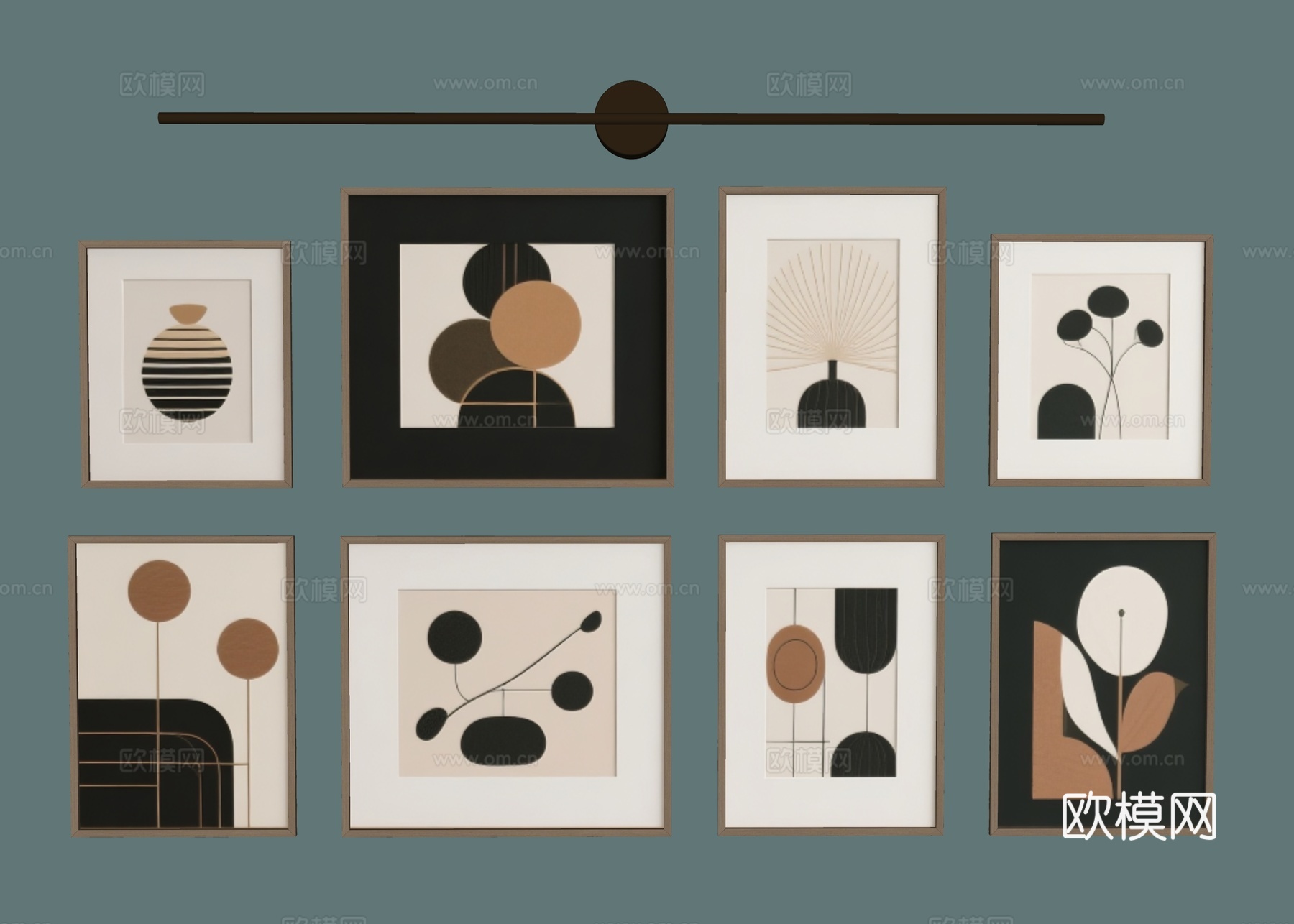 中古挂画 侘寂挂画 书房挂画 现代挂画 抽象画 办公室挂画su模型