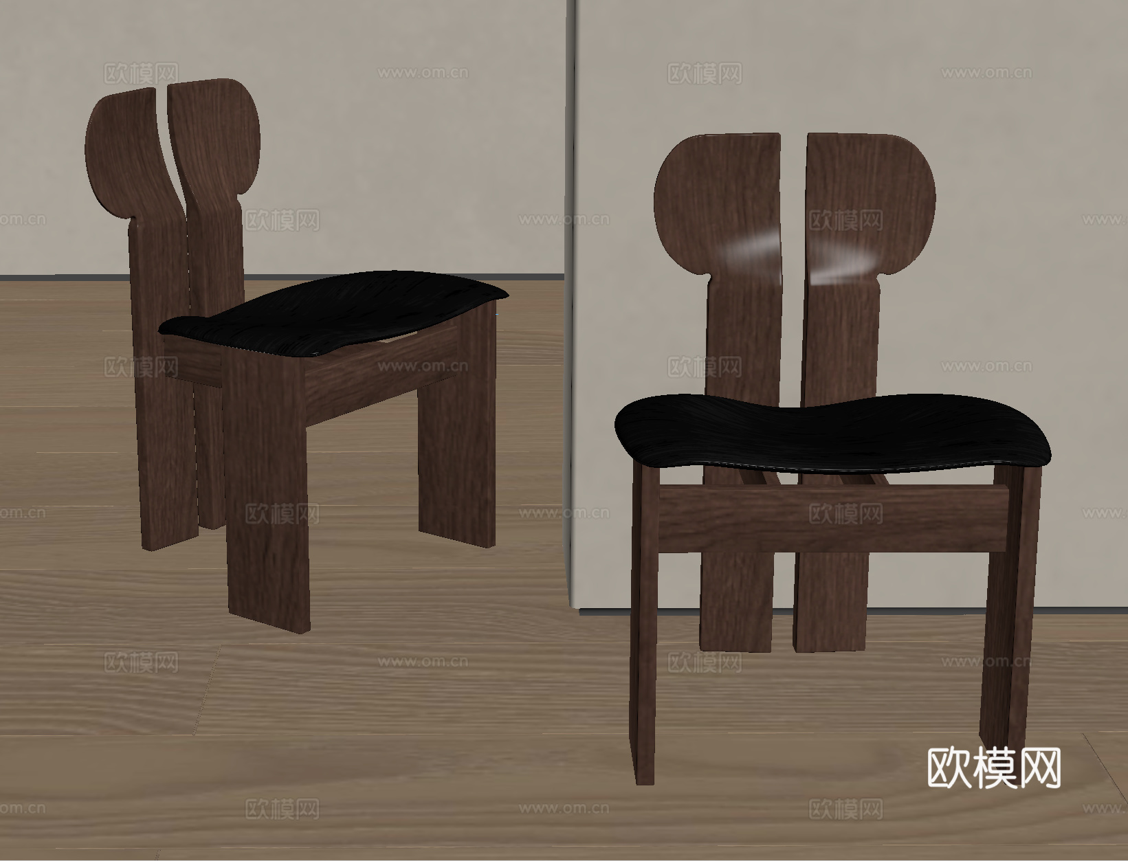 中古风餐椅 中古单椅 实木餐椅 实木单椅su模型