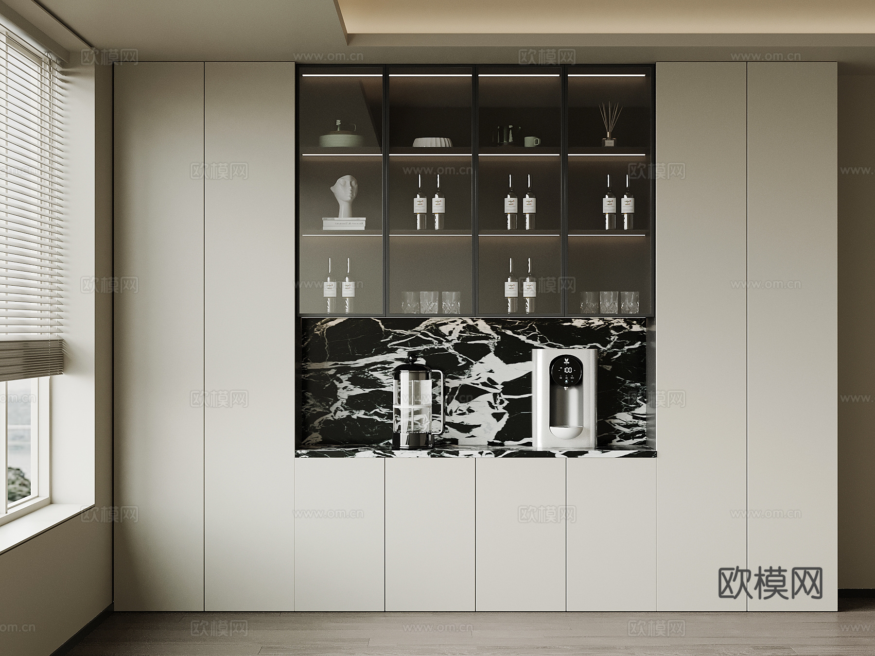 现代酒柜 餐边柜su模型