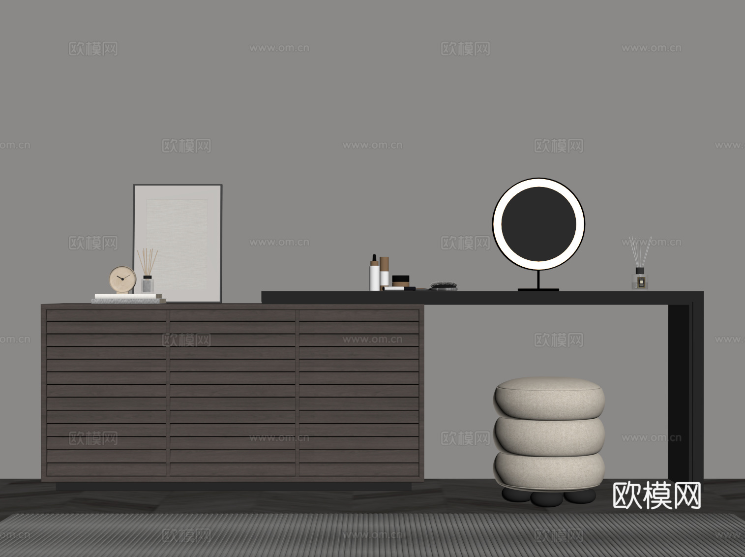 现代意式梳妆台su模型