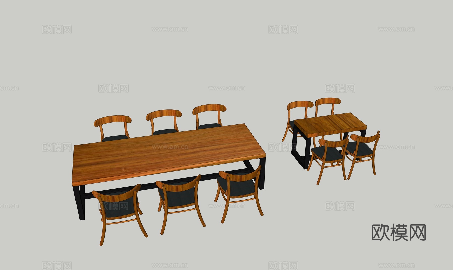 原木餐桌椅su模型