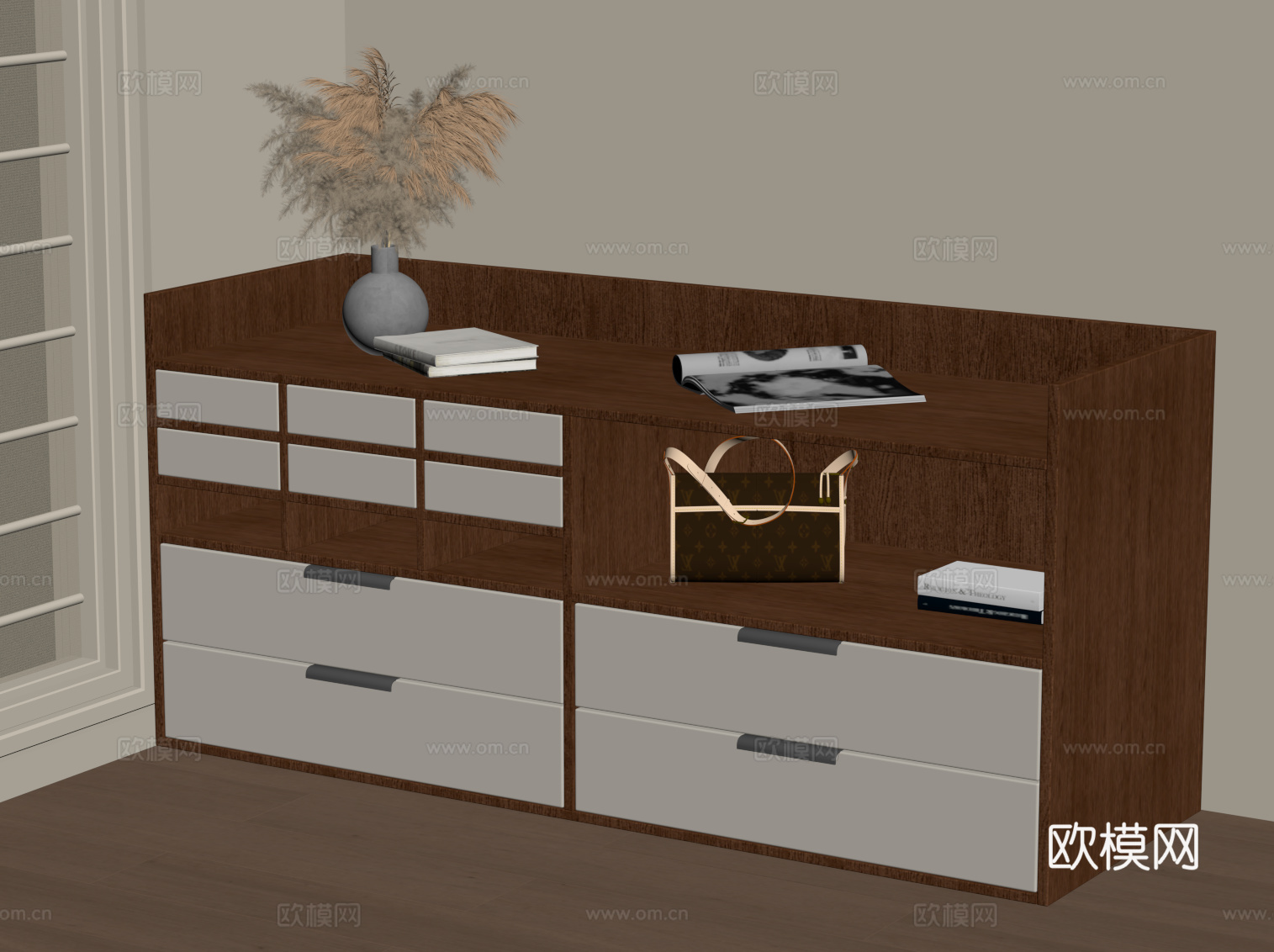 侘寂中古玄关柜 边柜 装饰柜su模型