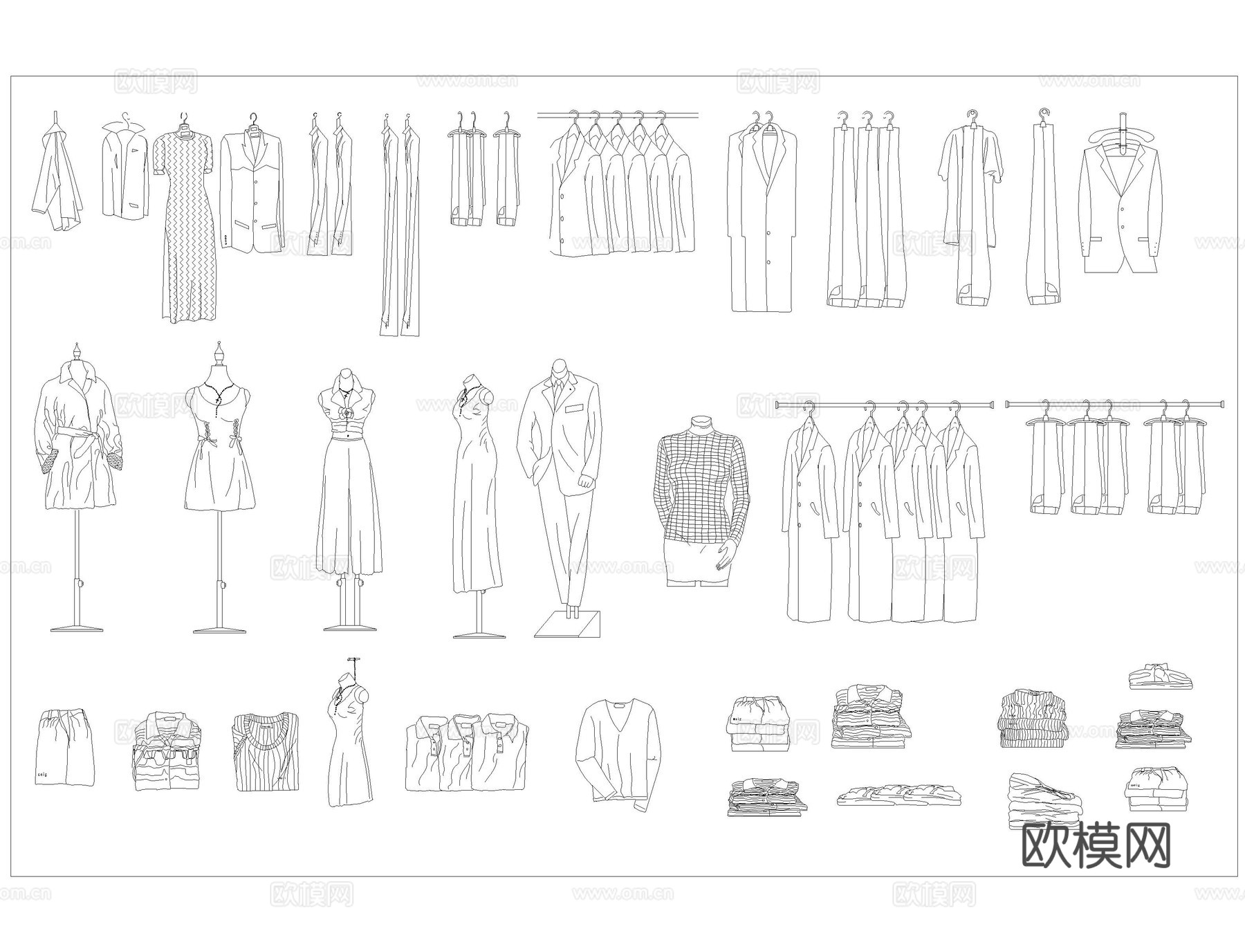行李箱衣服鞋帽CAD平立面cad施工图